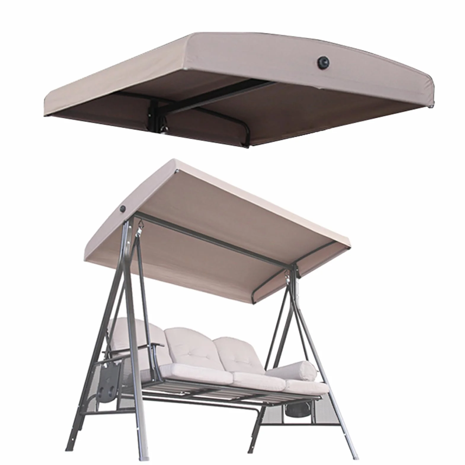 Tettuccio per Dondolo Tetto di Ricambio 2 o 3 Posti,Impermeabile e Protezione dai Raggi UV,Copertura Superiore Baldacchino per Mobili da Giardino da Esterno(Size:3 Seater:198×125cm/79×49in)