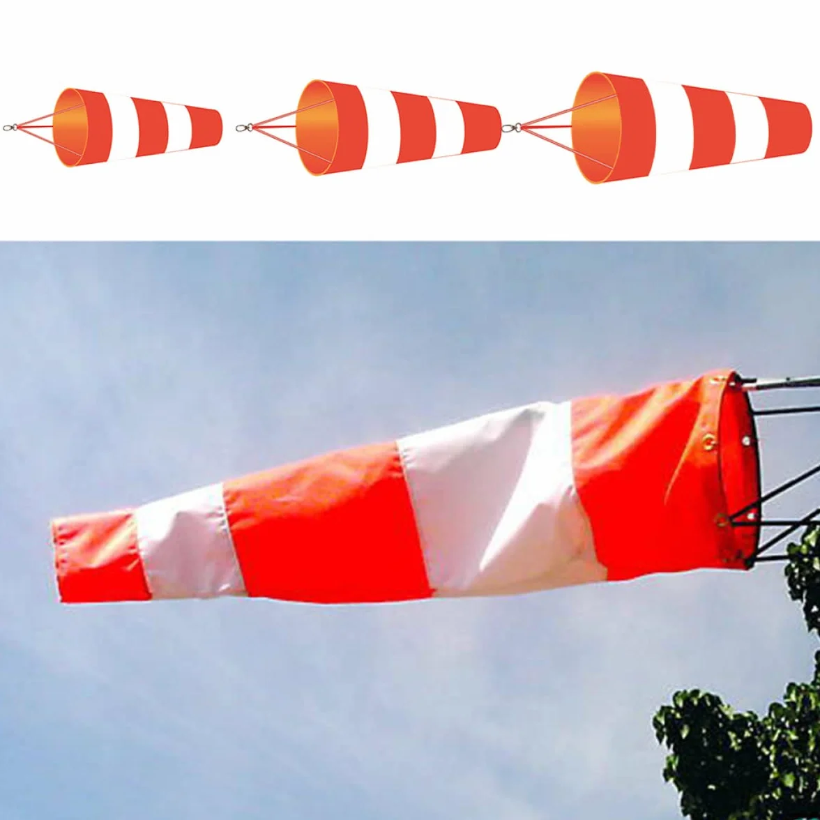 SPORTARC Manica a vento per aeroporto rosso e bianco, in poliestere rip-stop, per misurare il vento, per giardino all'aperto, 60/80/100 cm
