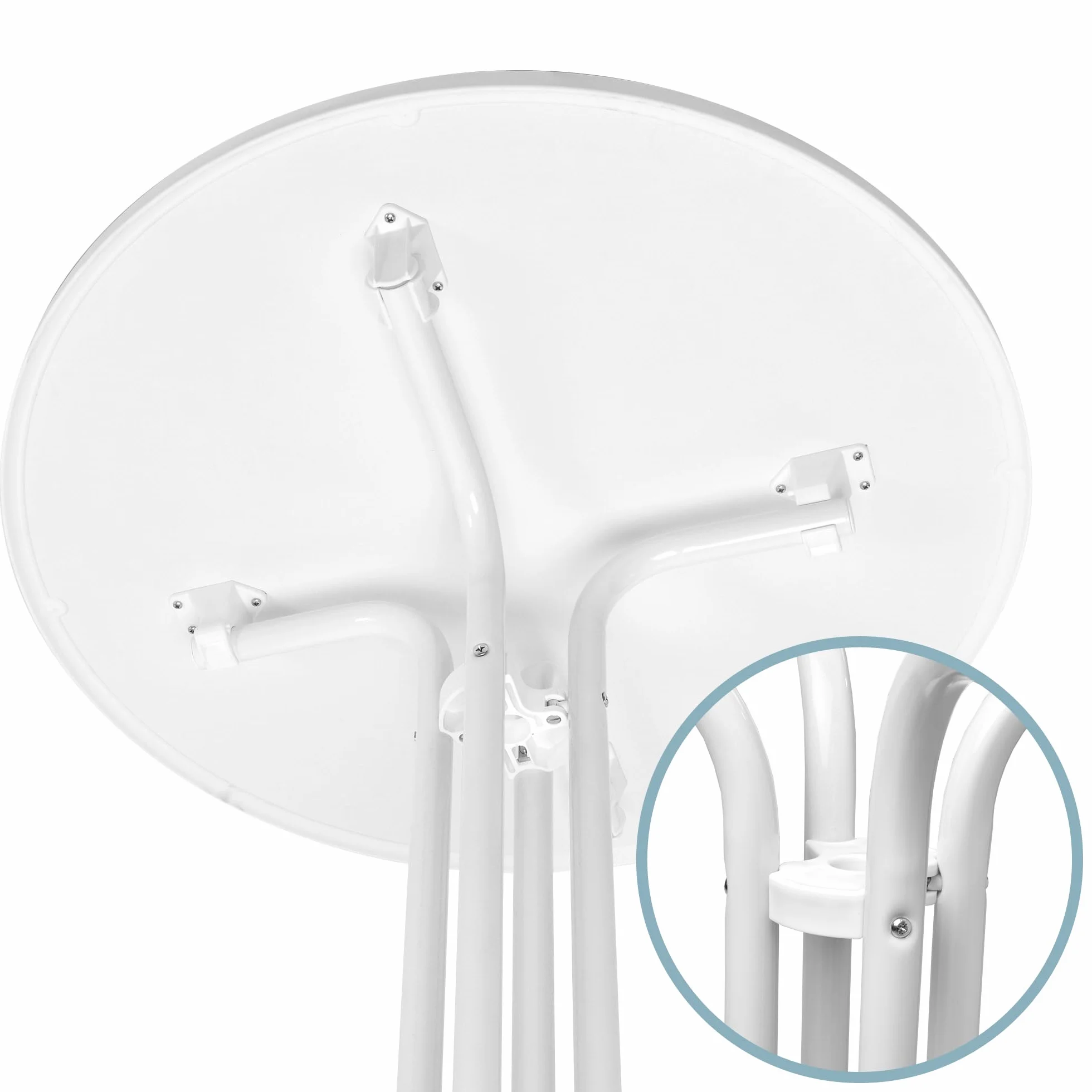Beautissu Tavolo Bistrot da Esterno Ø 60 cm – Tavolino da Balcone Giardino Terrazza Pieghevole H 70 cm – Tavolo da Campeggio Feste Bar Ristorante – Bianca – Bistroni