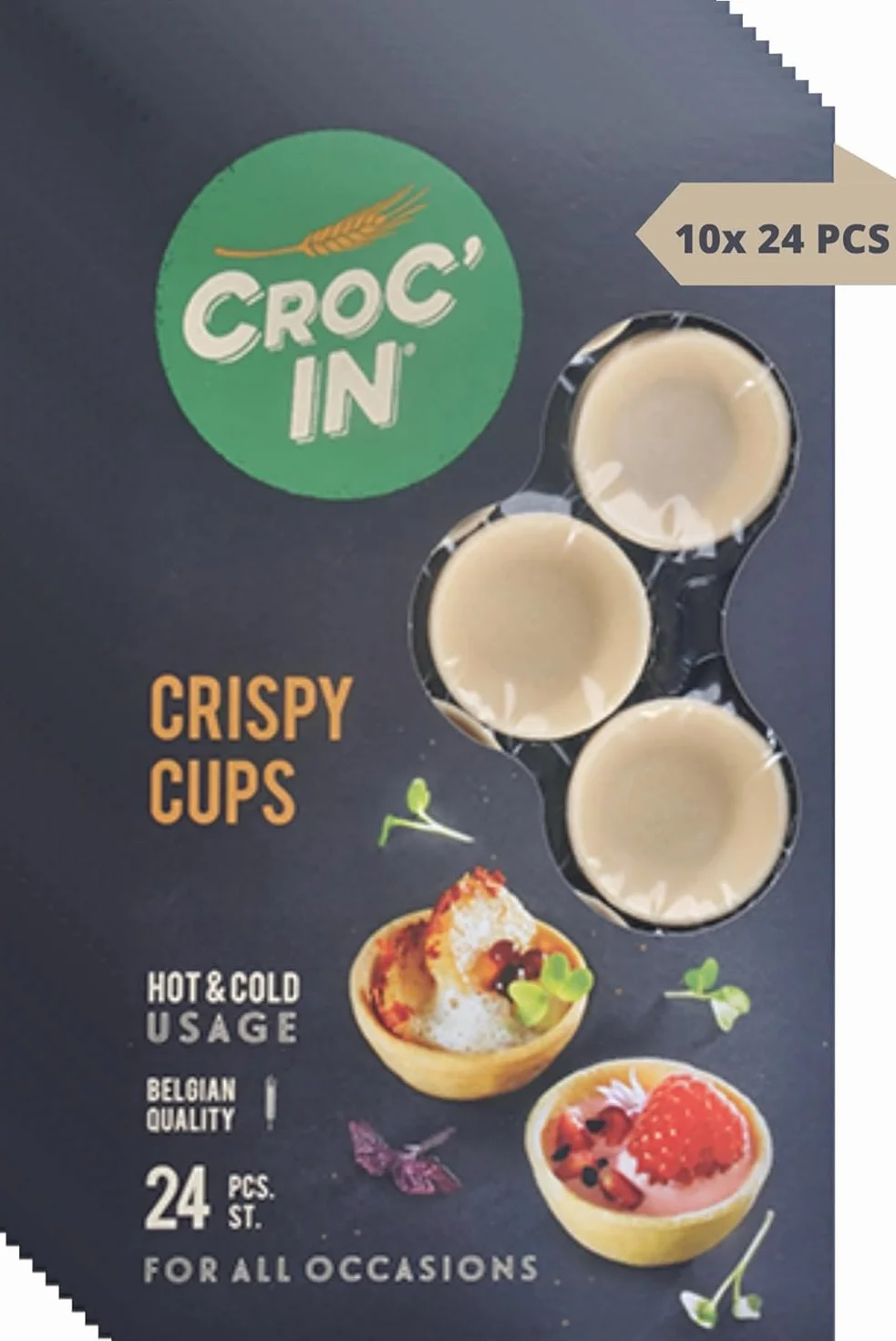 CROC'IN - Coppette Commestibili da Riempire Neutro - Base per Pasticceria o Aperitivi - Finger Food - Artigianali e Vegane - Ideali per Catering e Ristoranti - 240 Pezzi