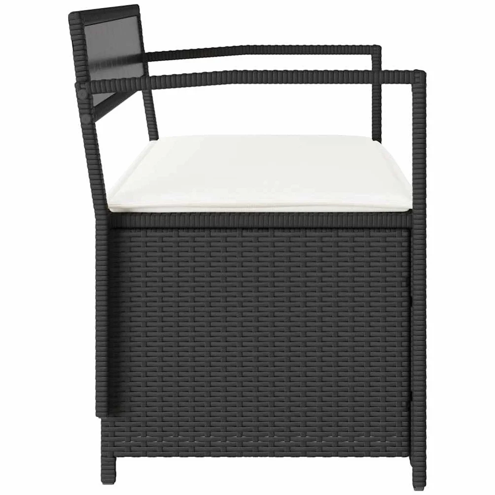 vidaXL Panca Portaoggetti da Giardino con Cuscino in Polyrattan Nero, Panca da Giardino, Panca da Giardino, Panca da Giardino, Panca da Esterno