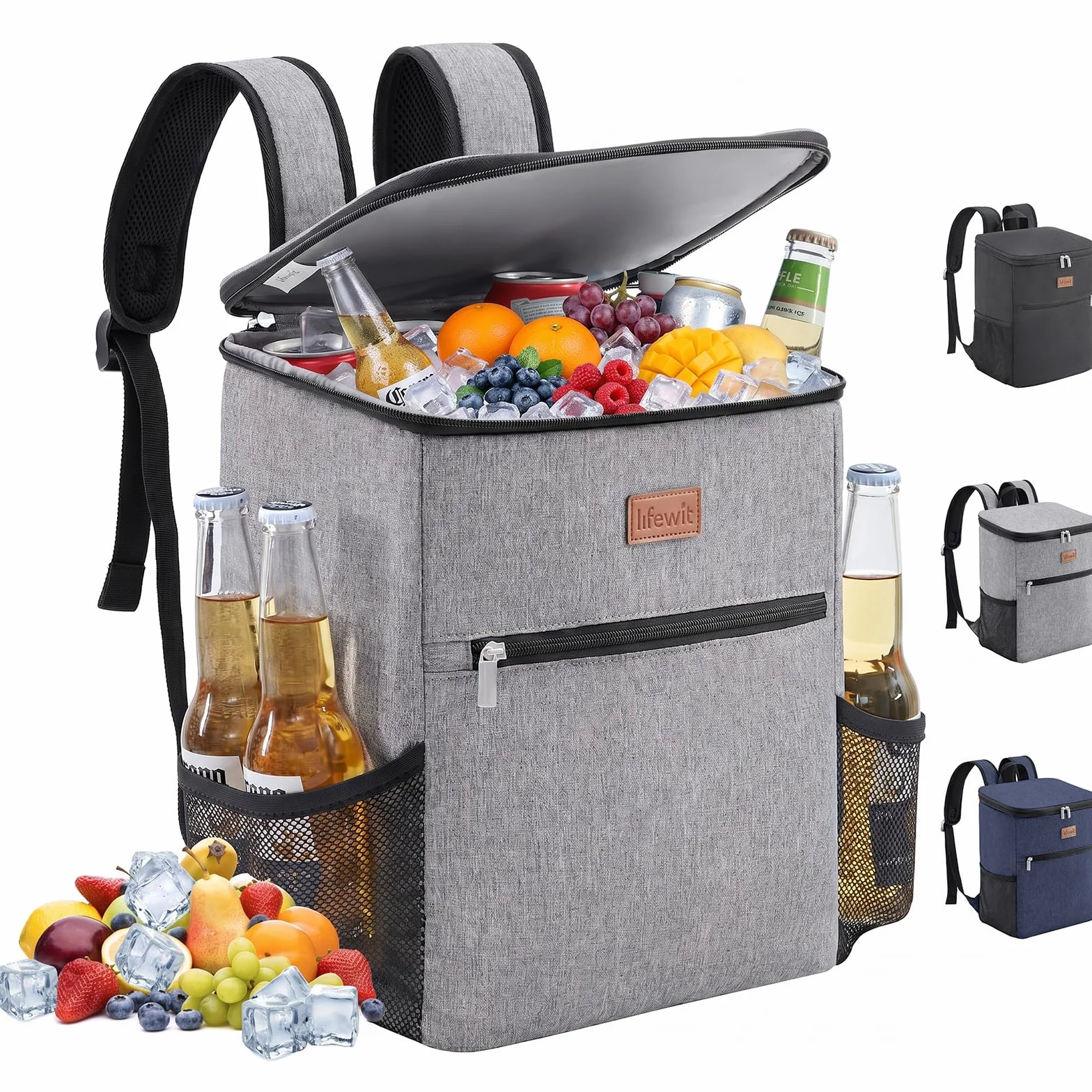 Lifewit Zaino Termico 24L Borsa Frigo Portatile con Scomparto, Borse Termica per Mare Spiaggia Viaggio, Grigio