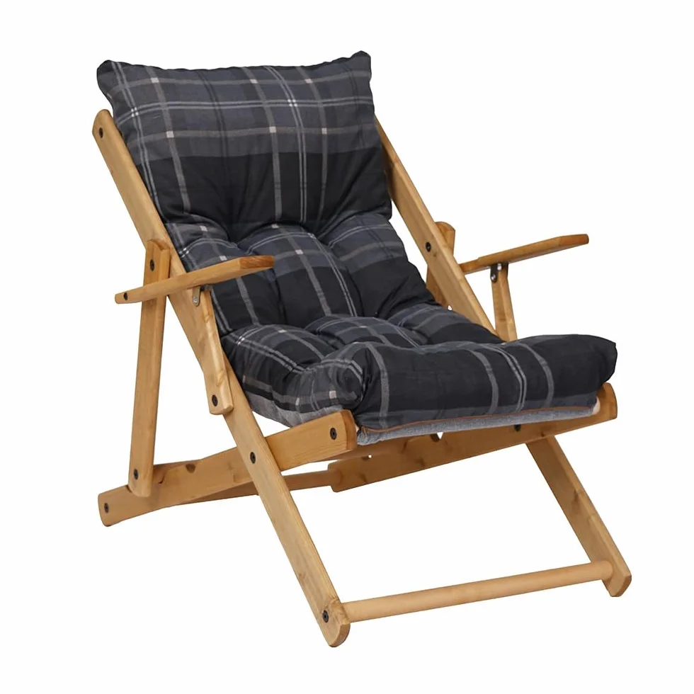 Liberoshopping Poltrona sdraio relax richiudibile in legno con cuscino imbottito 3 posizioni made in italy grigio scuro