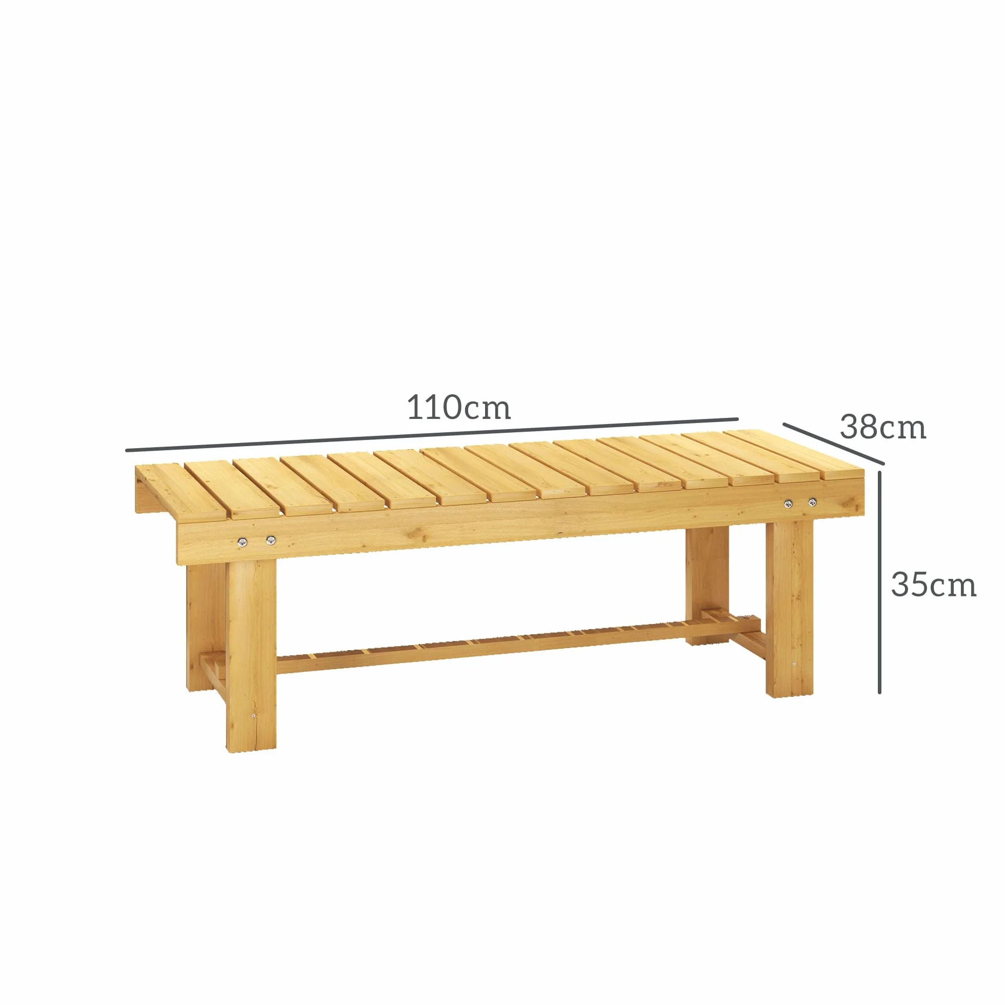 Outsunny Panchina da Esterni Impermeabile a 2 Posti in Legno di Abete, Per Giardino Terrazzo, Fino 250kg, 110x38x35cm
