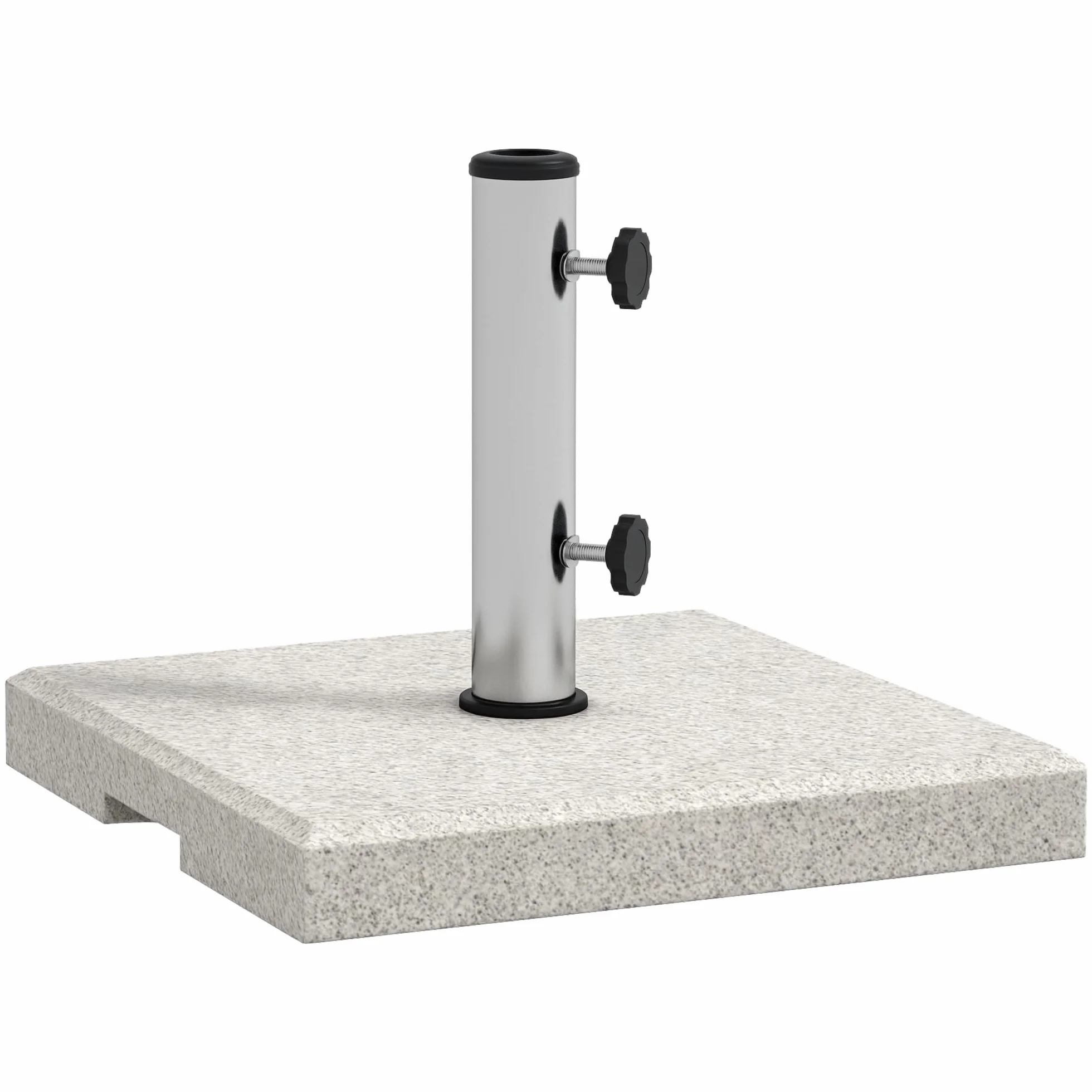 Outsunny Base per Ombrellone da Giardino 25kg per Pali da Ø32mm, Ø38mm e Ø48mm, Base Ombrellone in Granito e Acciaio Inox con Manopole Laterali e Maniglie, 38x38x38 cm, Grigia