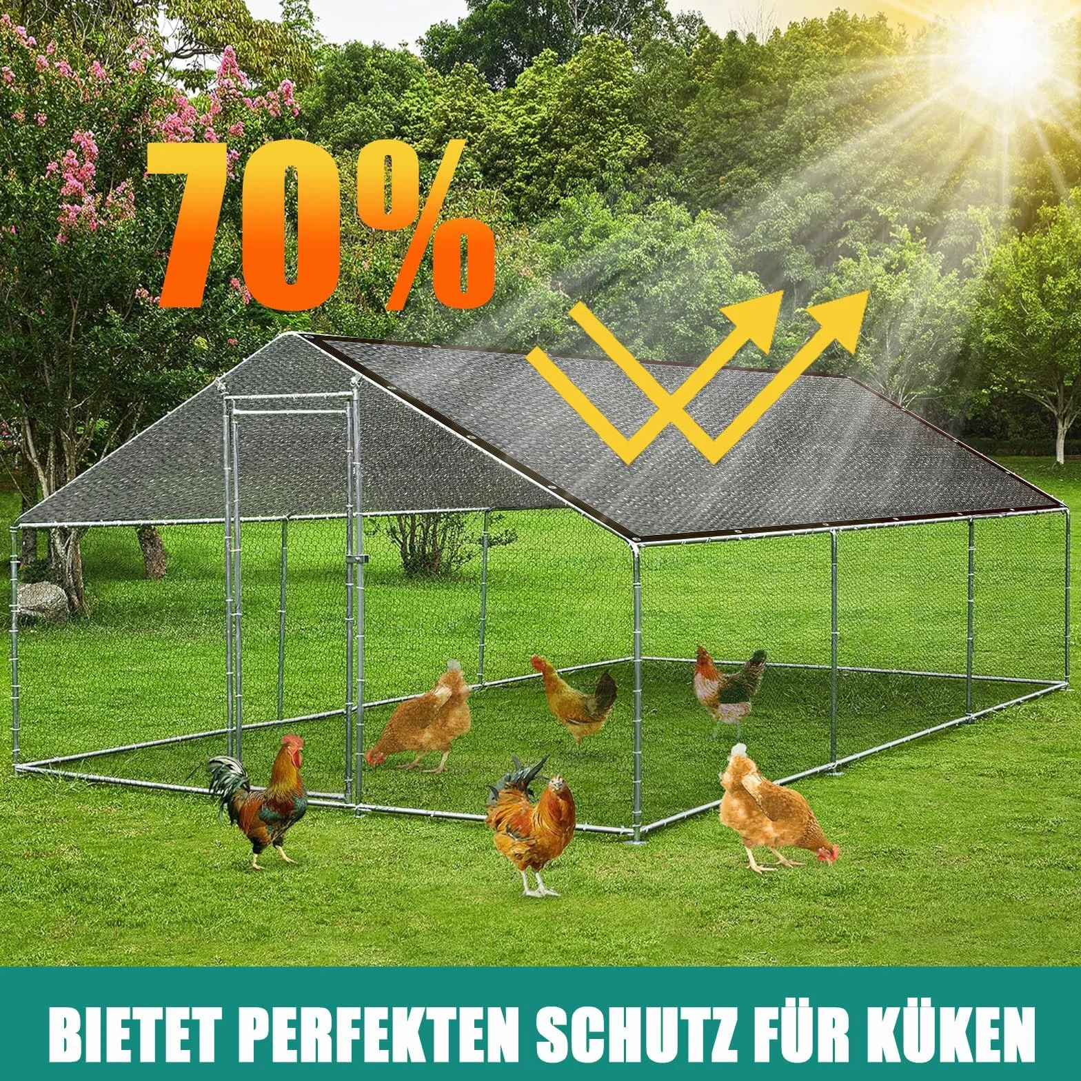 Rete Ombreggiante 3x5m 70% - Blocca i Raggi UV, Antivento, Antigrandine - Telo Ombreggiante con Occhielli per Pergola, Giardino, Balcone, Serra, Pollaio