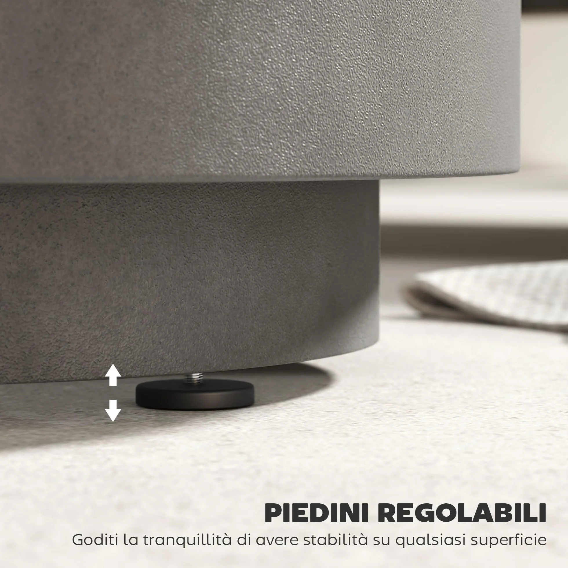 HOMCOM Tavolino Multiuso 3 in 1 con Secchiello Ghiaccio Rimovibile da 10 L e Coperchio, Tavolino da Esterno in Acciaio Inox e Cemento, Ø37.5x43.5 cm, Grigio Chiaro
