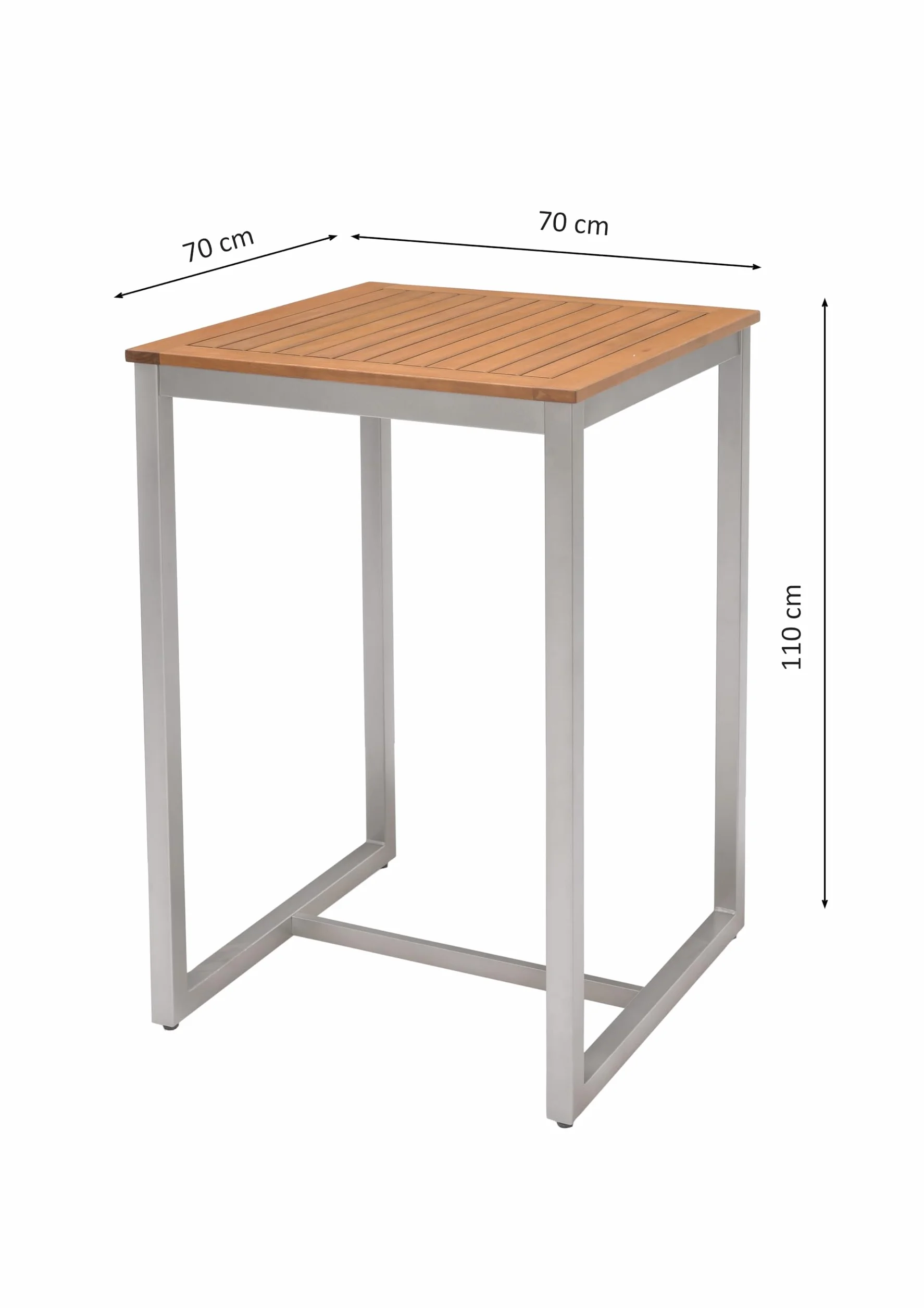 METRO Professional Tavolo alto da Bar Lynx, Alluminio/Eucalipto, 70 x 70 cm, con Anello Antifurto, per 2 Persone, Tavolo da esterno, Quadrato, Marrone/Grigio