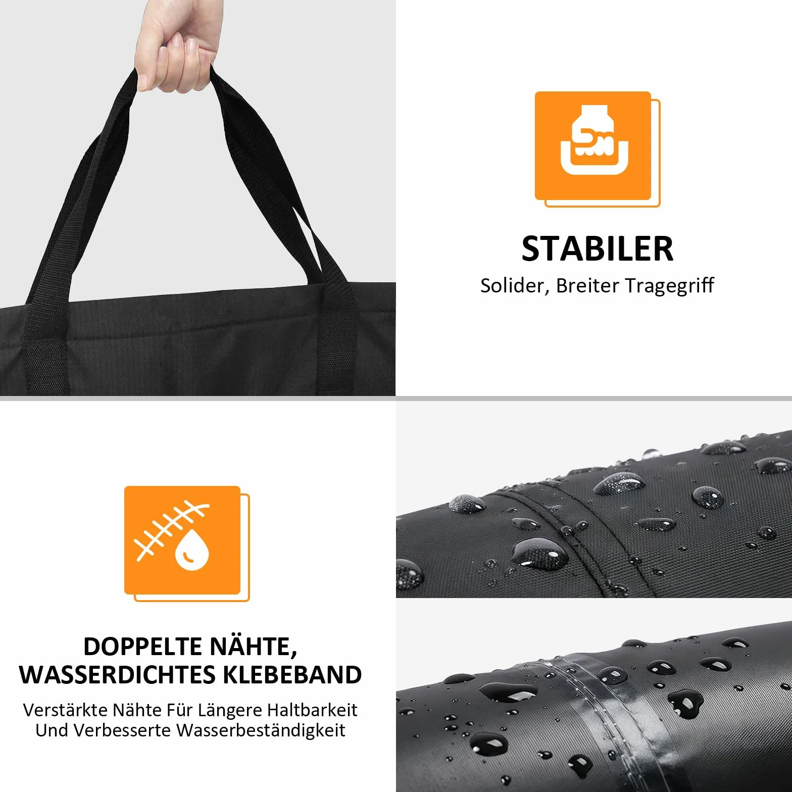 LeapBeast Borsa portaoggetti per mobili da giardino,Borsa per cuscini da giardino,Borse di stoccaggio,Borse di Stoccaggio per Esterni,600D Oxford con maniglia, impermeabile (nero, 175x55x75cm)