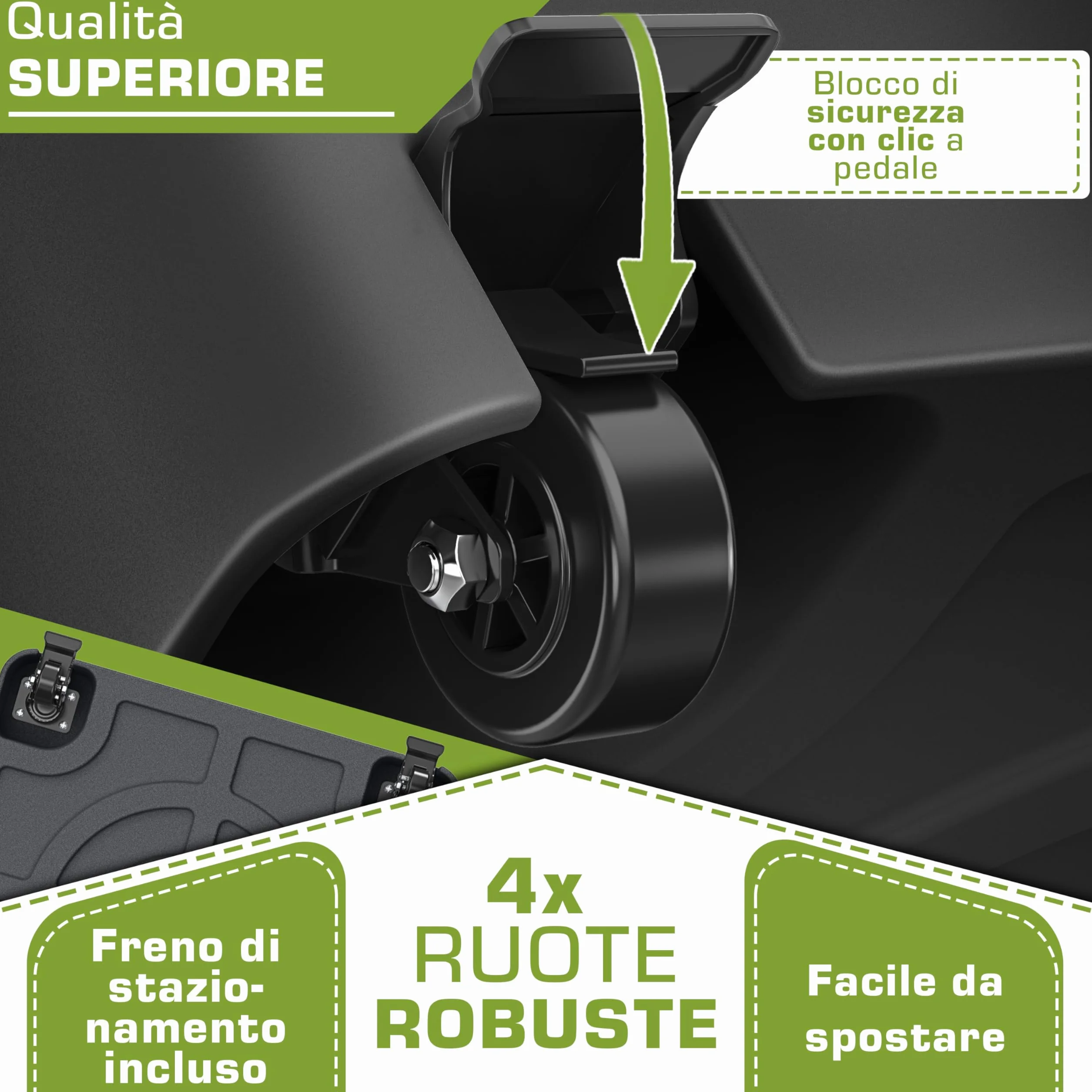 tillvex® Base per ombrellone PAVERA e Ruote e Freni | Zavorra ombrellone riempibile 37L/56kg | Piedistallo per ombrelloni Giardino e Mercato Ø1,8-3,7m | Resistente a intemperie e UV (Nero)