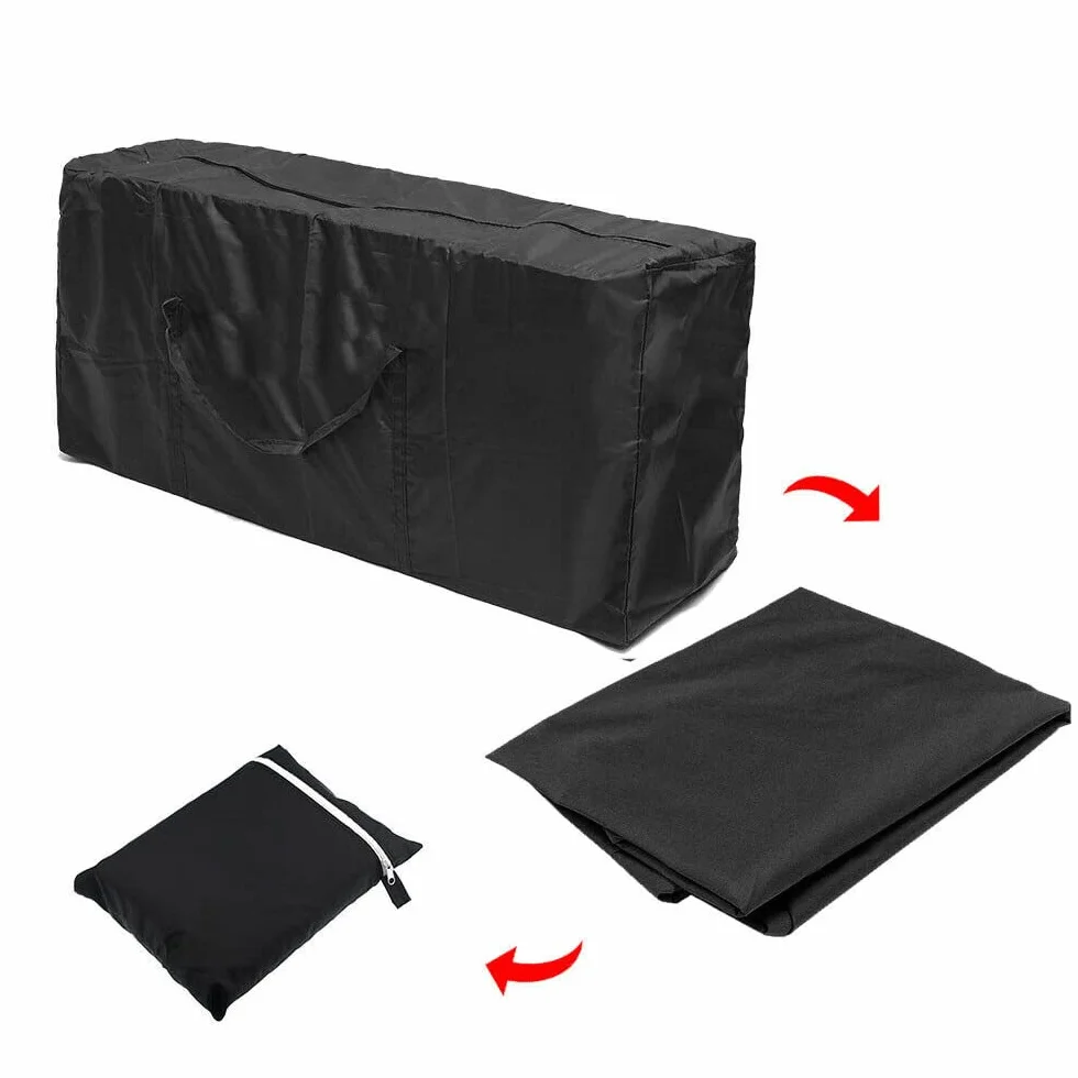 Borsa portaoggetti per Cuscini per mobili da Giardino Nera Borse per Esterni Impermeabili per Cuscini da Giardino con Manici robusti 122 * 39 * 55cm (252g)