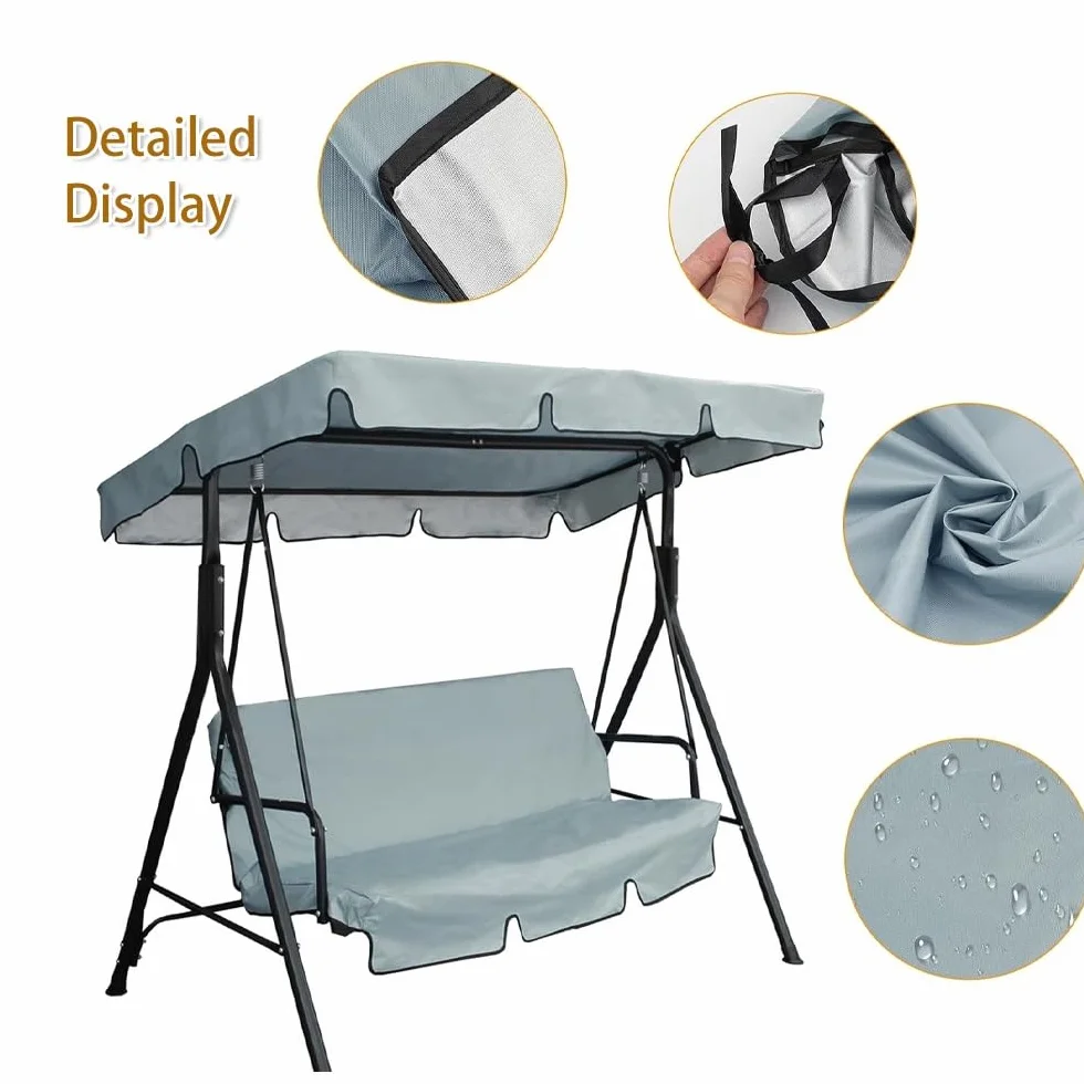 Tetto Del Dondolo Ricambio 3 Posti, Copertura Superiore Di Ricambio Per Dondolo Patio, Tettuccio Di Universale Per Dondolo Da Giardino(Beige,74.8x47.2in/190x120cm)