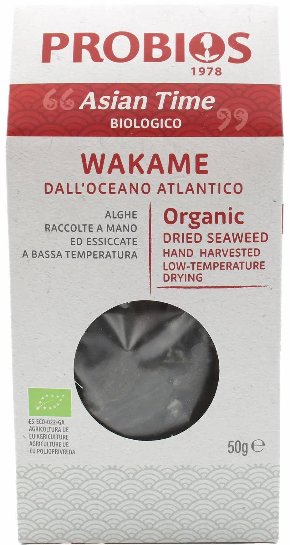 Probios Alghe Wakame biologiche - Alghe di mare verdi-nere essiccate naturalmente - Senza glutine e di qualità premium - Ideali per zuppe, insalate e cucina asiatica - Confezione da 8 x 50 g