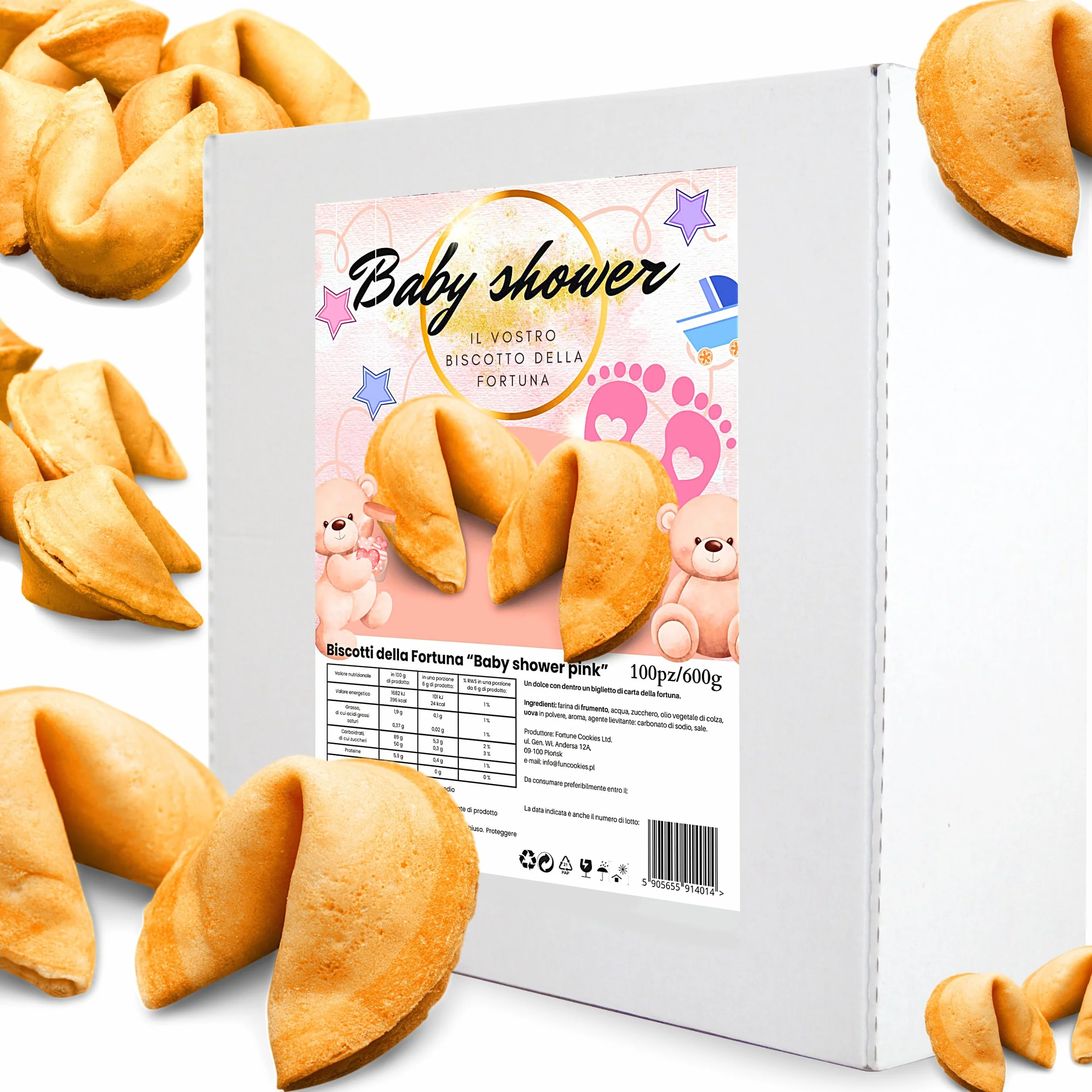 D&D Fun Cookies Biscotti della Fortuna 100 pezzi | Biscotti bambini | Biscotti della fortuna cinesi | Biscotti confezionati singolarmente | Biscotti fortuna | Biscotti regalo | Fortune Cookies