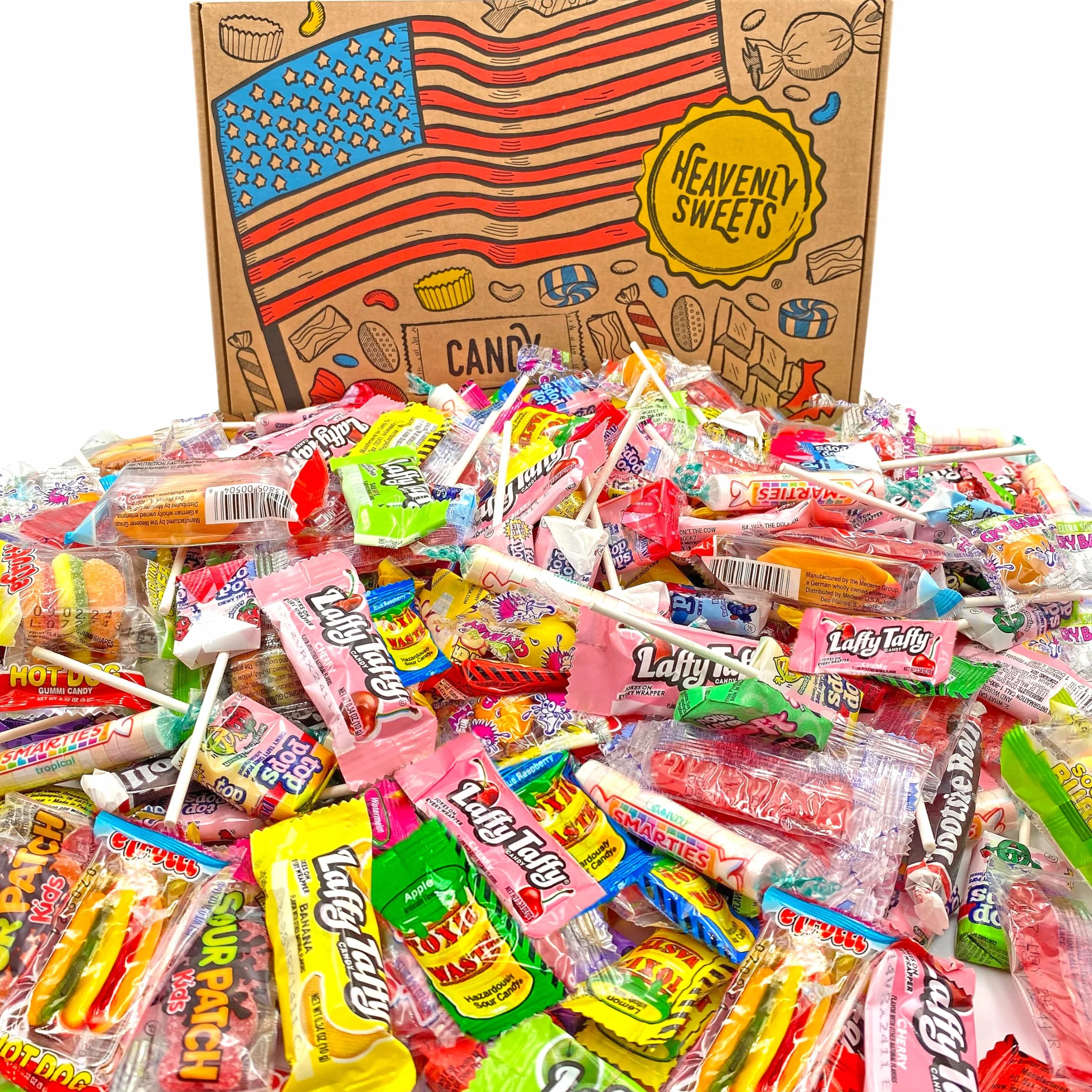 Heavenly Sweets | Confezione Regalo di Dolci Americani | Oltre 120 Caramelle USA per Feste | Pinata, Compleanno, Anniversario, Festa del Papà, Giorno dell’Indipendenza, 4 Luglio | Assortimento Misto