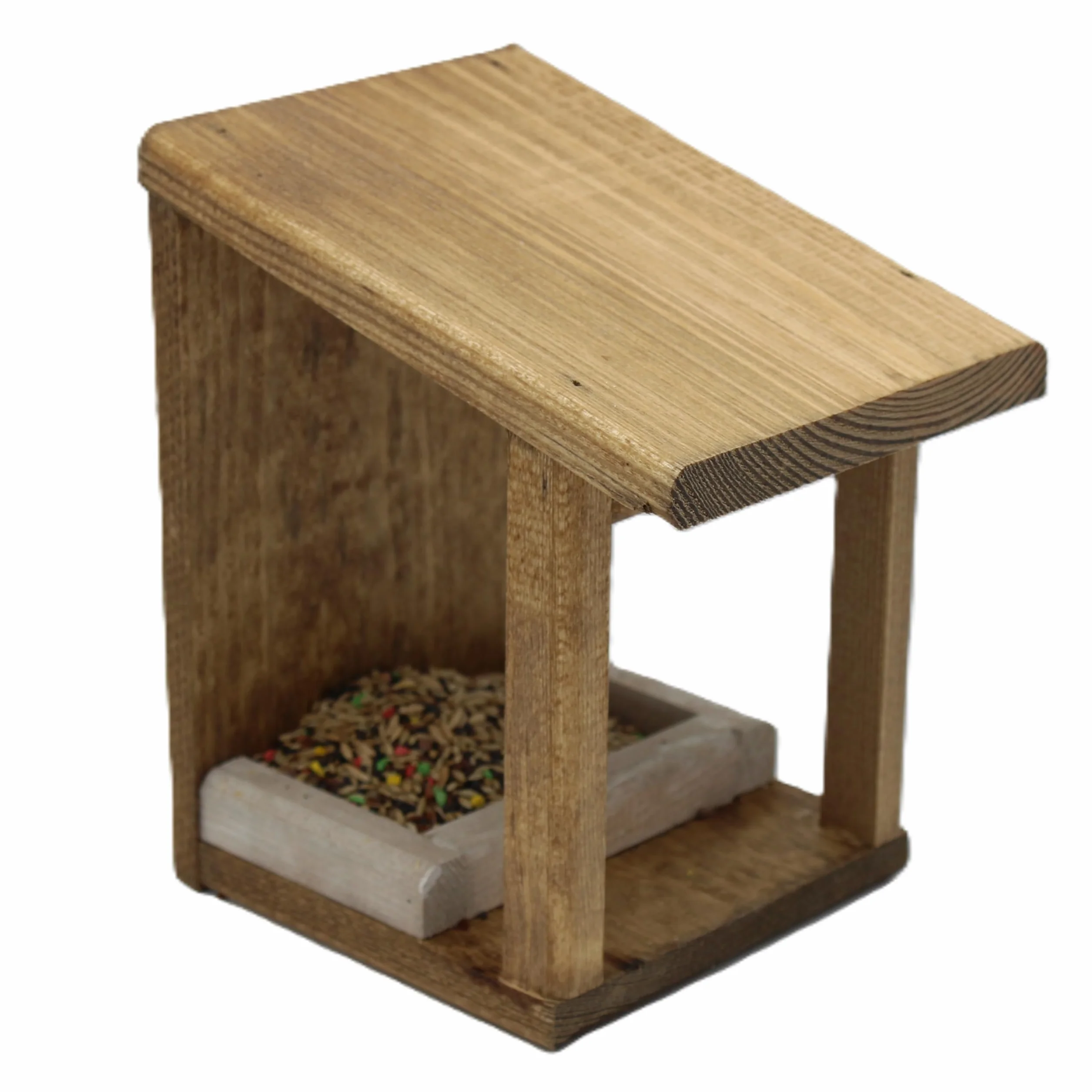 Mangiatoia per Uccelli in Legno Naturale da Giardino con Trattamento Anti-Umidità e Semi Inclusi