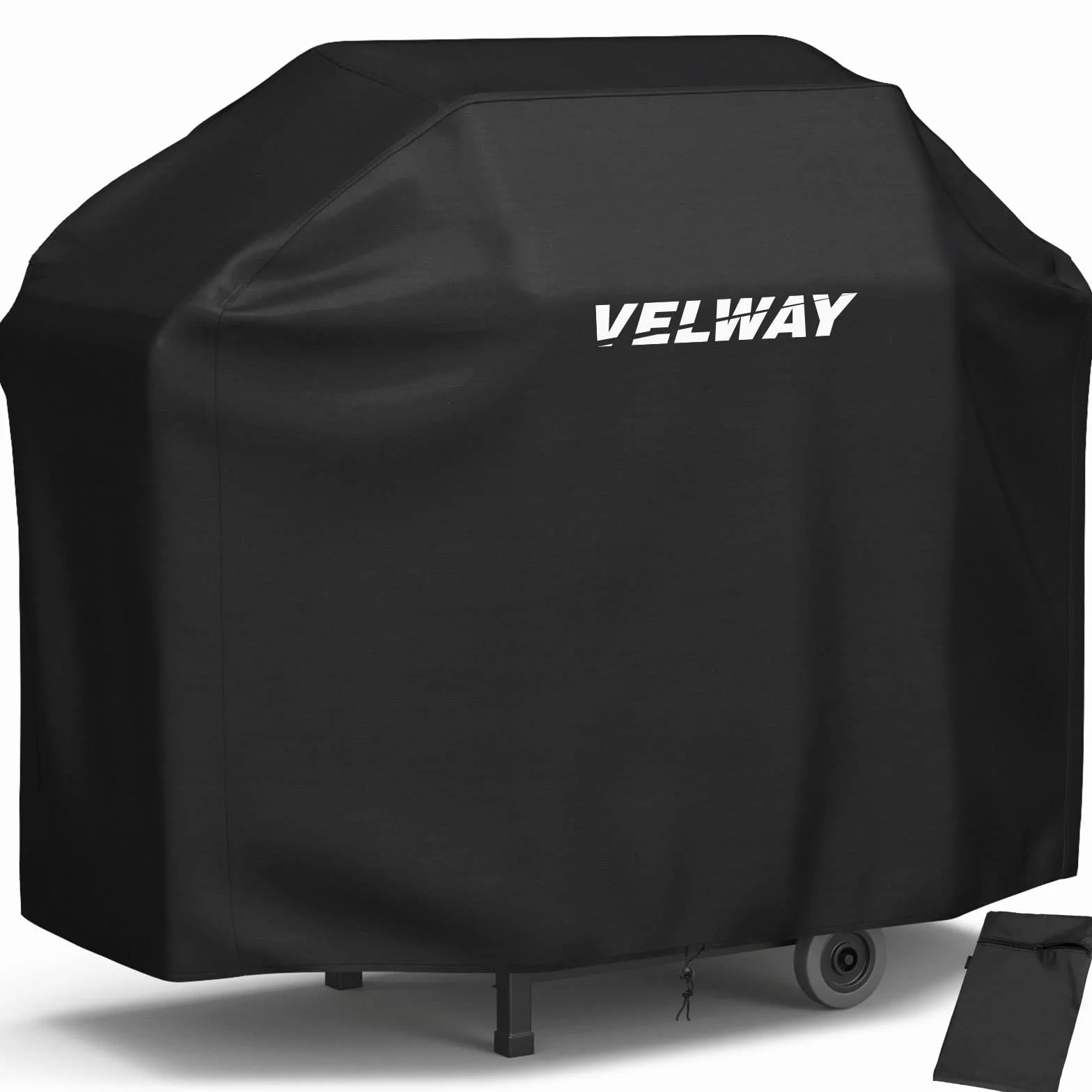 Velway Copertura Barbecue da Esterno, Telo Copri Barbecue Impermeabile, Copri BBQ, Anti Polvere Neve Pioggia Feci di Uccelli Sole,147x61x117cm,Nero