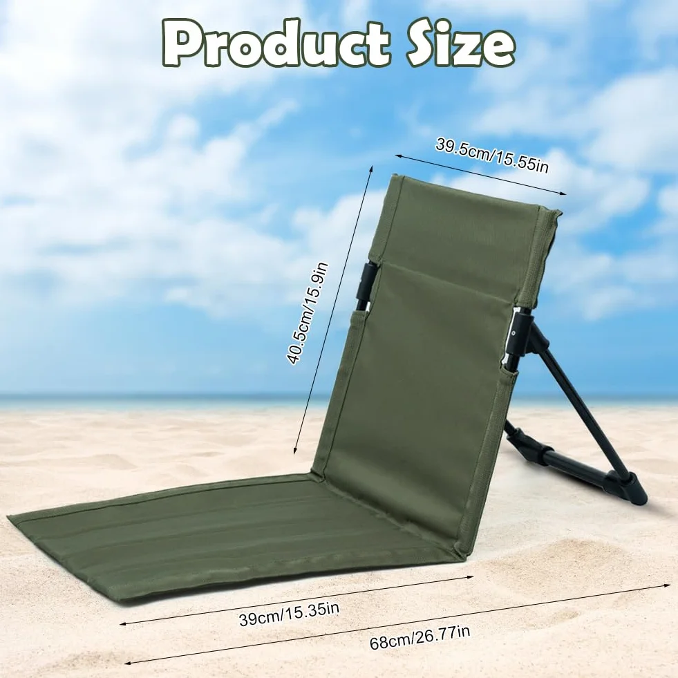 Cuscino da spiaggia, Tappetino da spiaggia, Sottomano per esterni Pieghevole, Per il Pavimento, Supporto per la Schiena, Portatile, per il cortile, per picnic, campeggio, verde
