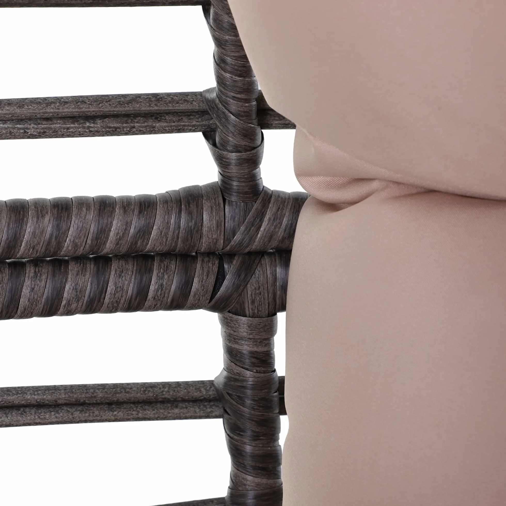 Outsunny Poltrona da Esterno in Rattan con Cuscino Grigio e Beige Forma a Goccia Stile Boho Chic 101x89x156cm