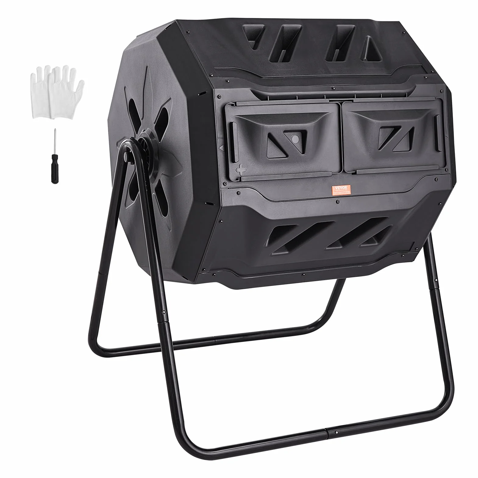 VEVOR Compostiera da Giardino Rotante 162,7L Doppia Camera, Compostiera Girevole a 360° in PP Senza BPA Portata max. 50 kg per Compostaggio Rifiuti Organici di Cucina per Giardinaggio Cortile Esterno