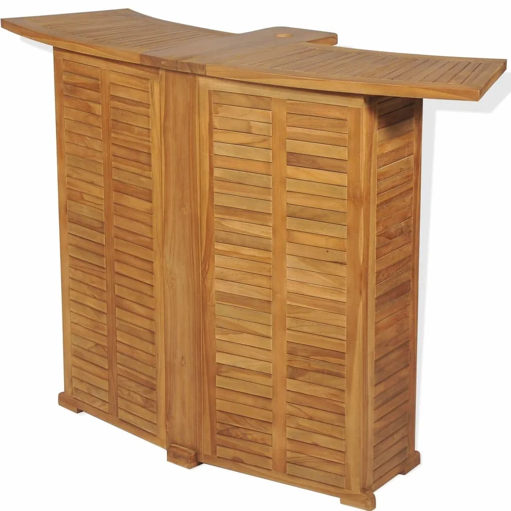 vidaXL Tavolo Bar da Esterni con Ripiani Pieghevole Giardino Tavolino da Bistrot Tavolino da Pub Arredo Arredamento Massello di Teak