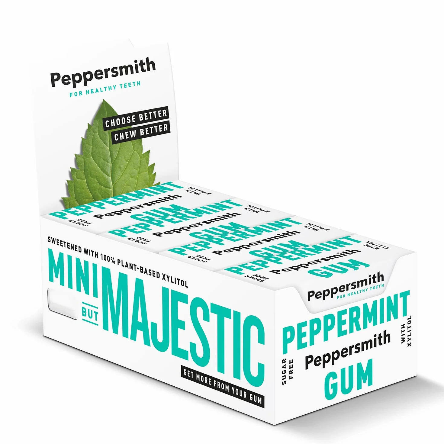 Peppersmith Xilitolo - Gomme da masticare alla menta piperita inglese, 15 g, confezione da 12