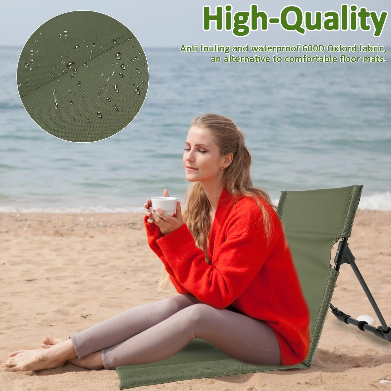 Tappetino da spiaggia pieghevole con schienale regolabile. I tappetini da spiaggia riempiti con schiuma confortevole. Sono dotati di custodia per giardino, campeggio, picnic, viaggi, vacanze