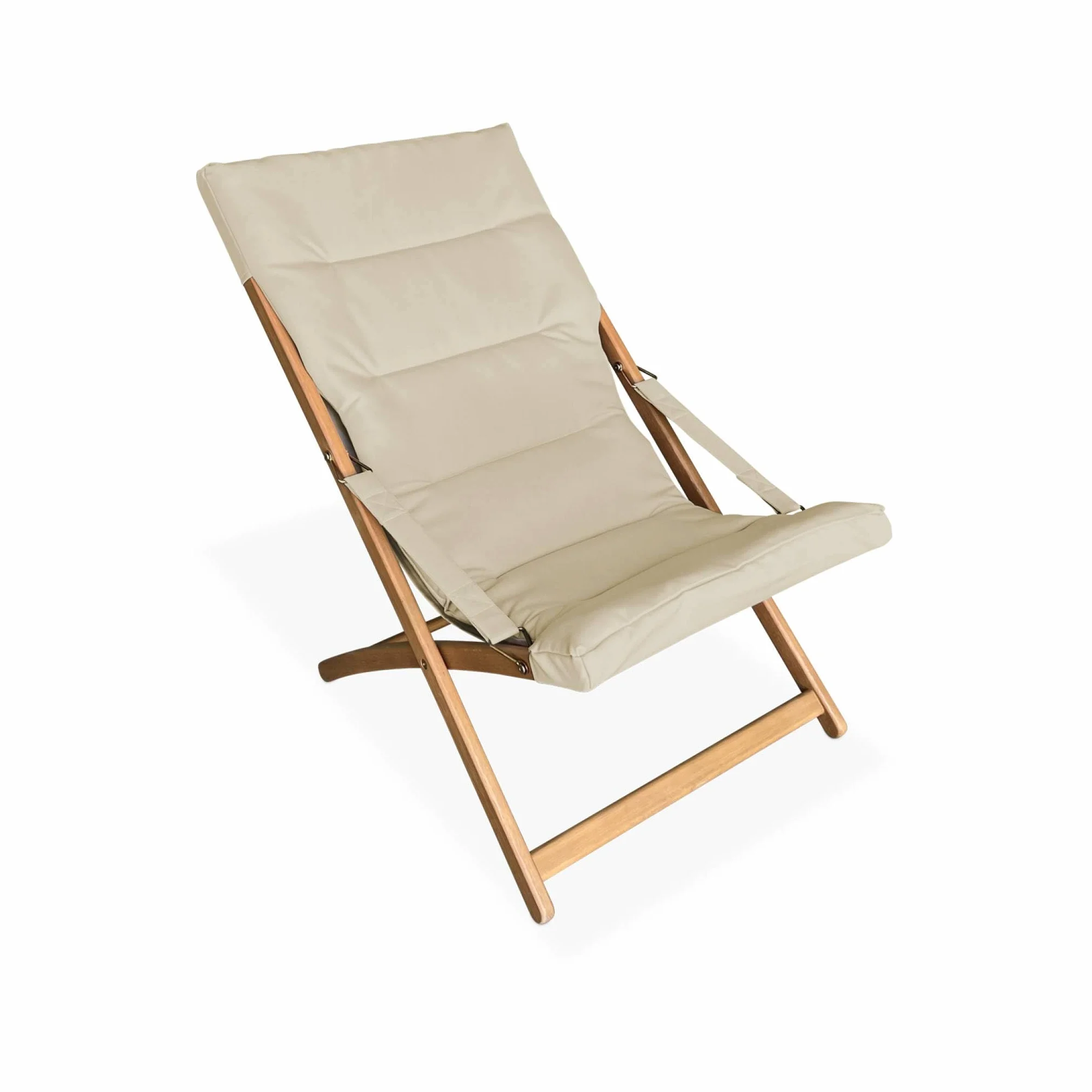 Set 2 lettini prendisole imbottiti in legno Beige - 95x64x83.5 cm