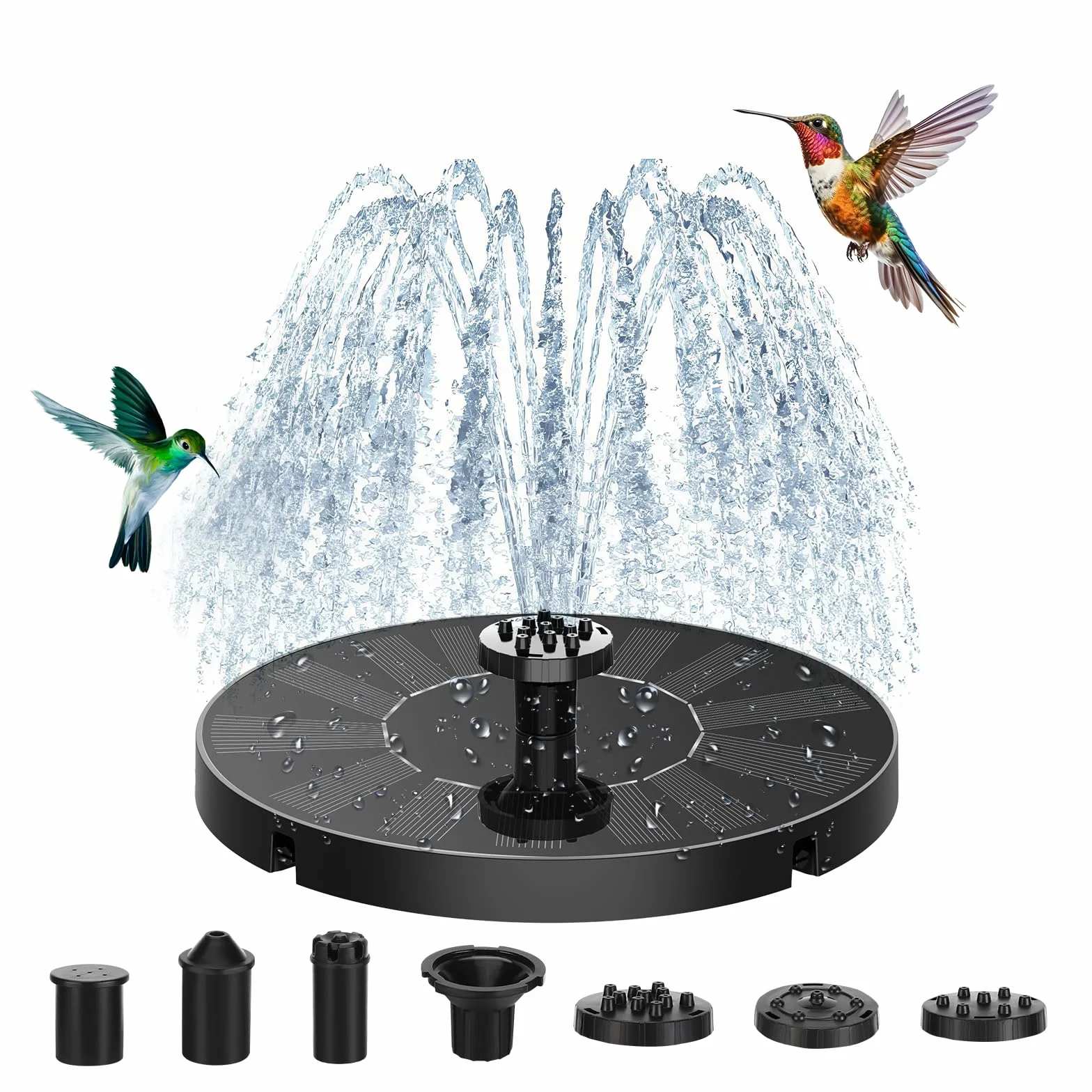 Sprifityy Fontana Solare da Giardino Esterno, Pompa Solare per Laghetto con 7 Ugello, Pompa Acqua Solare per Giardini, Stagni, Peschiera, Bagni per Uccelli, Piscine