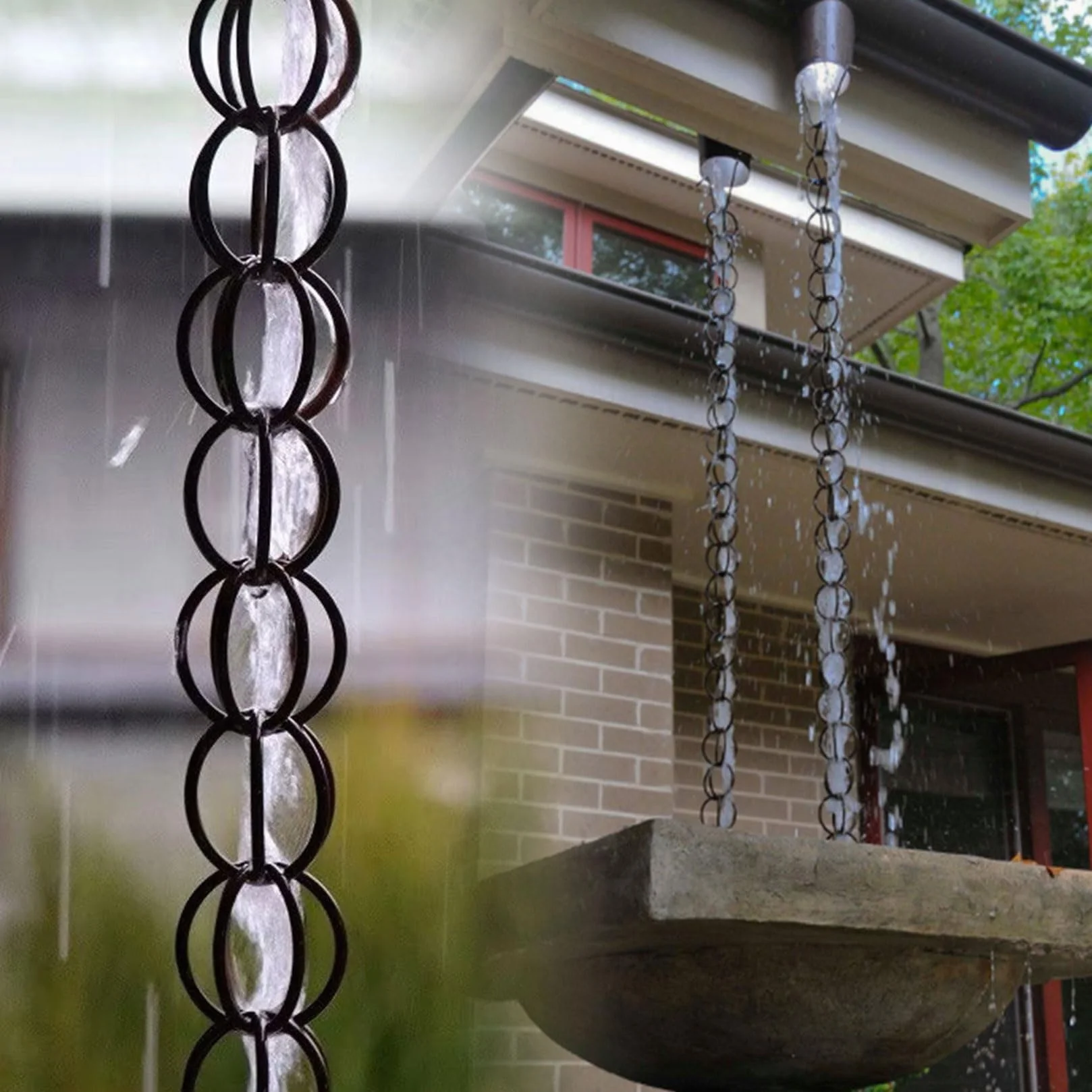 Catene Antipioggia per Grondaie,Catena Antipioggia per Grondaie,Drenaggio ad Alta Efficienza,Pratica ed Elegante,Ricambio Perfetto per Pluviali,Per Giardino Casa Gazebo Esterno Tettoia Copertura 8ft