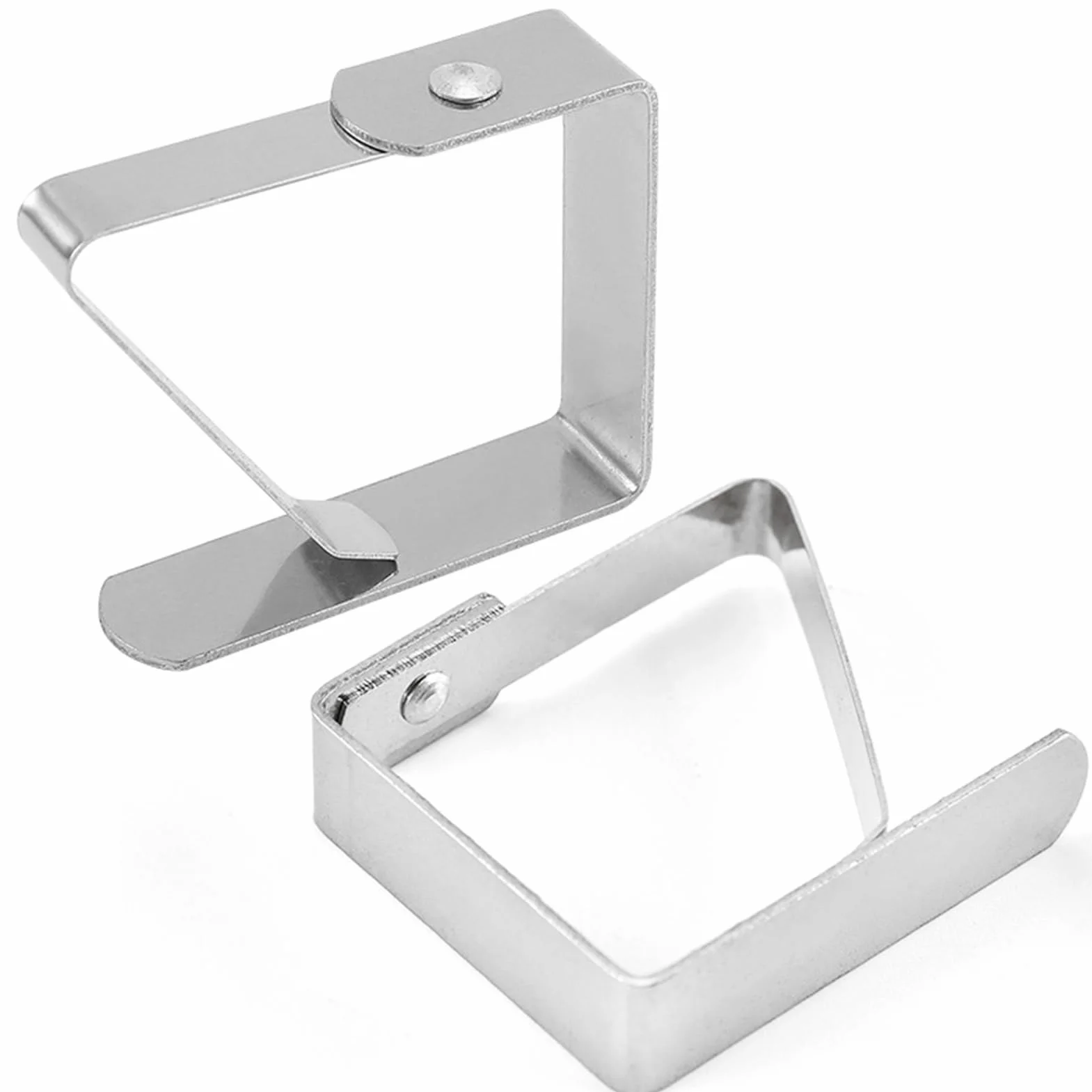 Set di 4 Fermatovaglia,Fermatovaglia in Acciaio Inossidabile,Argento,Ferma Tovaglia da Tavola,Tovaglia da Esterno Clip,per Outdoor Picnic Party,7.5 x 8cm