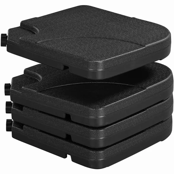 Yaheetech Base per Ombrellone Set 4 Pezzi in HDPE Riempibile con Sabbia o Acqua 60L 103,5 x 103,5 x 7,5 cm Esterno Veranda Terrazza Piscina Spiaggia Patio Nero