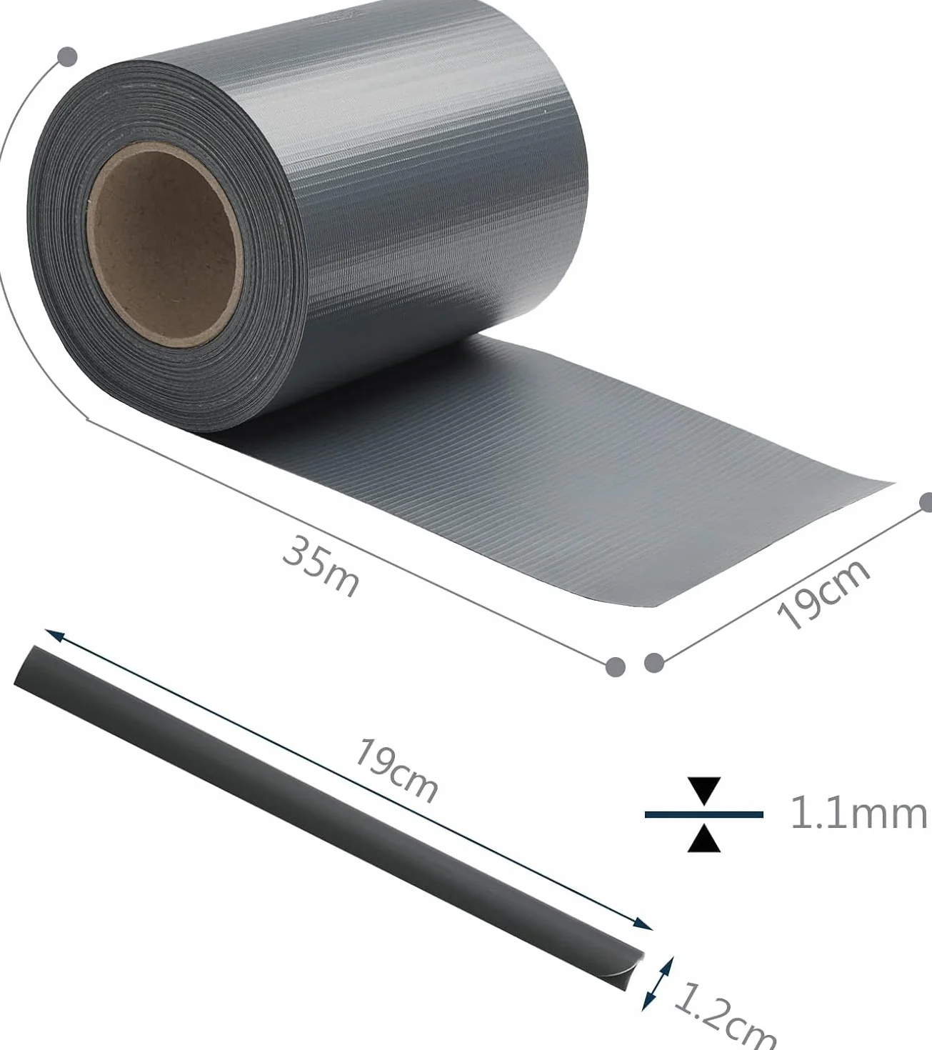 Striscia Fascia Frangivista in PVC 19cm X 35mt 450 g/m² con 25 Clip di Fissaggio Rotolo Frangivista Protezione della Privacy Recinzione Balconi Ringhiere Cancello Resistente ai Raggi UV (Antracite)