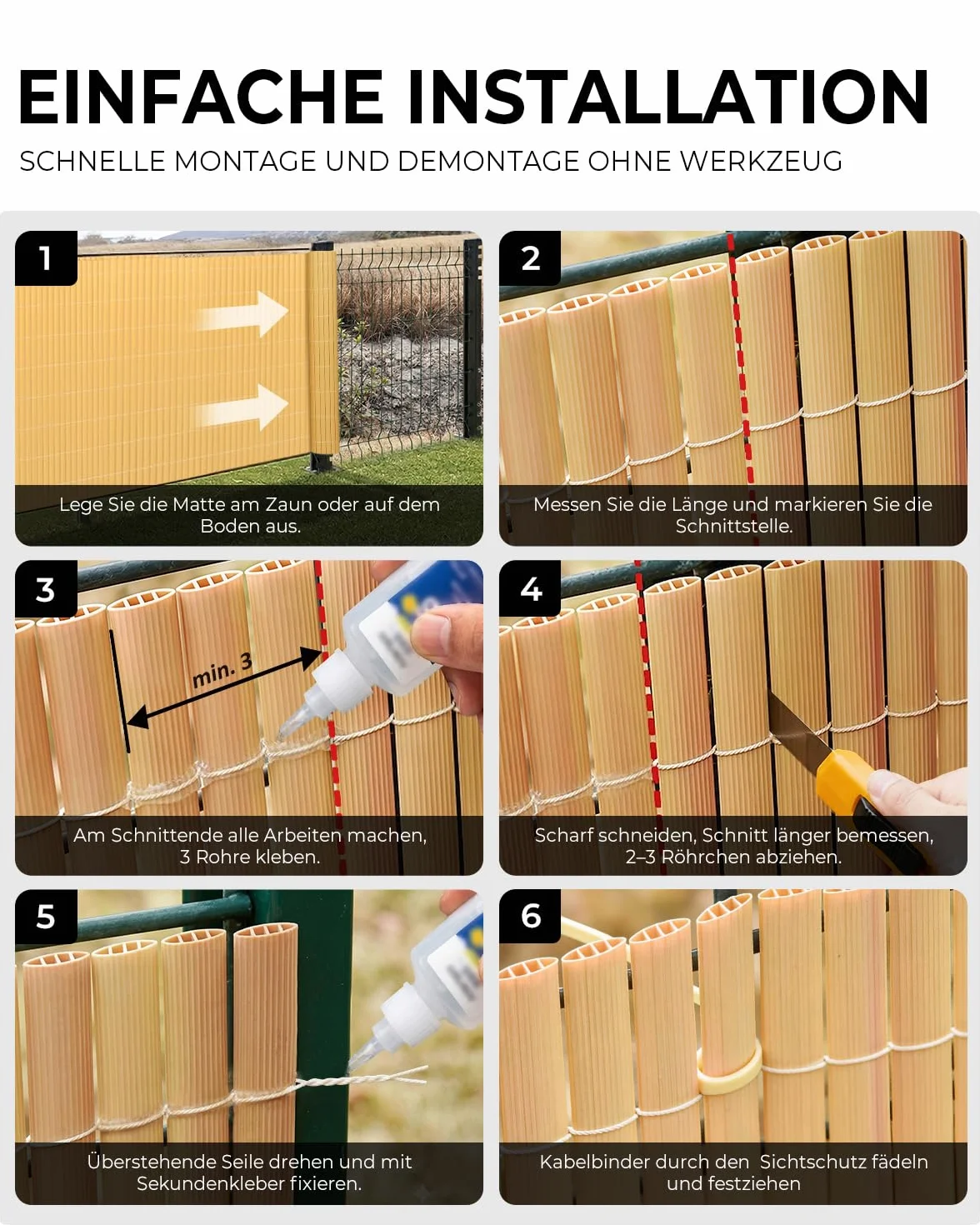 paramondo Canniccio PVC Recinzione Frangivista Triplo Rinforzo Paravista, Resistente ai Raggi UV Resistente, Impermeabile, Protettivo Frangivento per Giardino, Balcone & Terrazza, 150 x 300 cm, Grigio