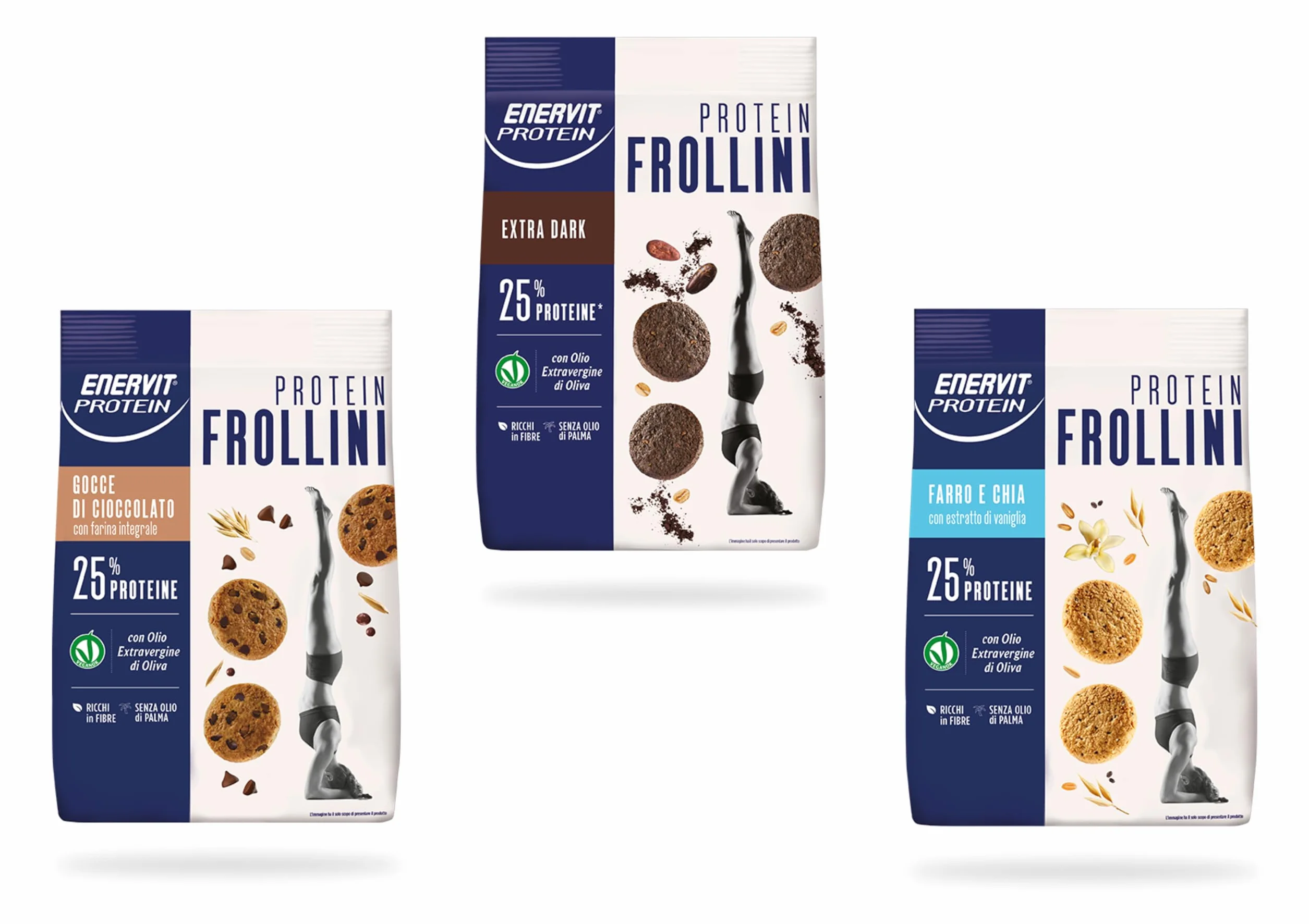 EnervitProtein Frollini Variety Pack | 9 buste da 200g assortite nei gusti: Farro e Chia - Extra Dark - Gocce di Cioccolato