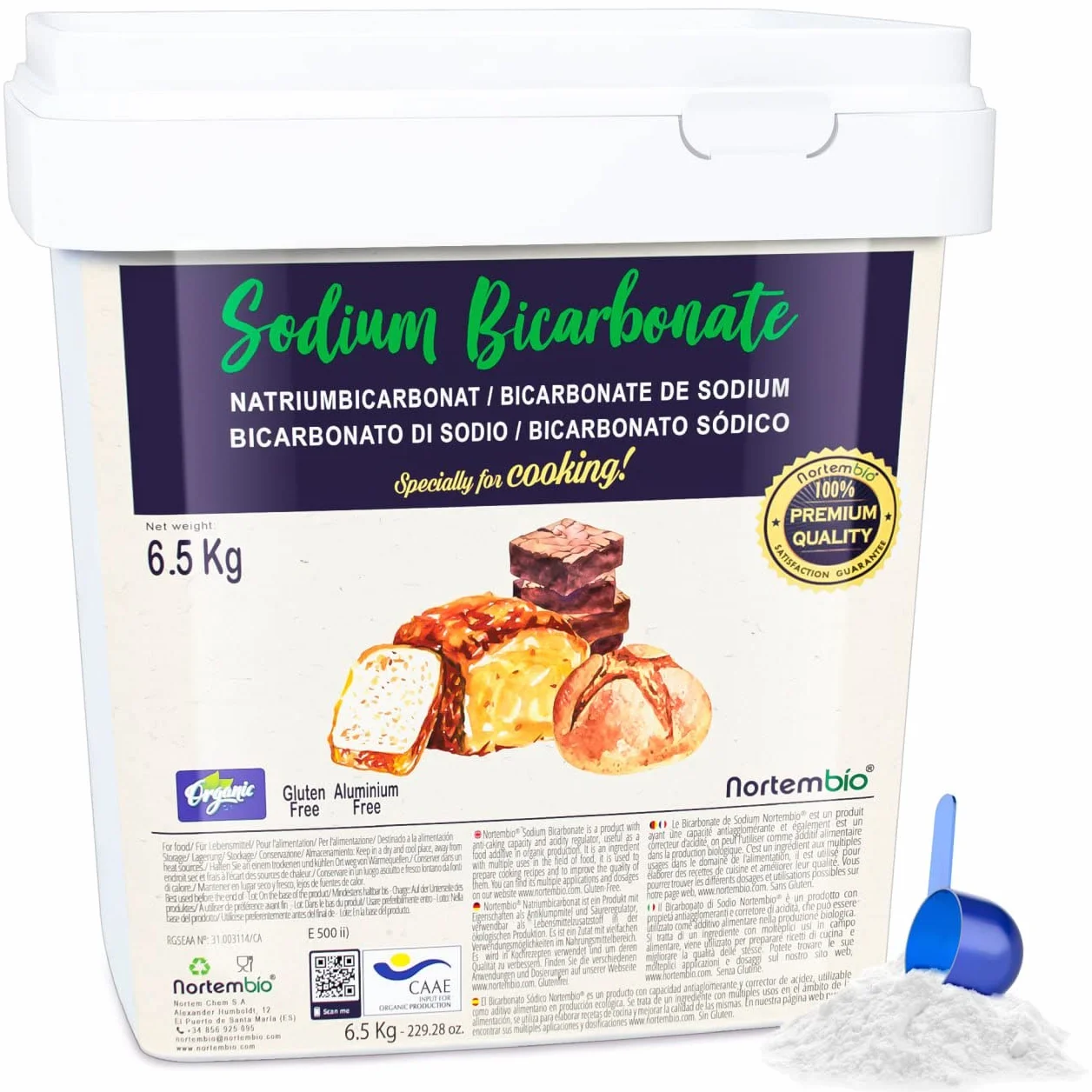 Nortembio Bicarbonato di Sodio E500(ii) 6,5 kg Additivo Alimentare per Cucina e Pasticceria, Qualità Gourmet, Alta Purezza 100% Naturale + eBook Digitale GRATIS