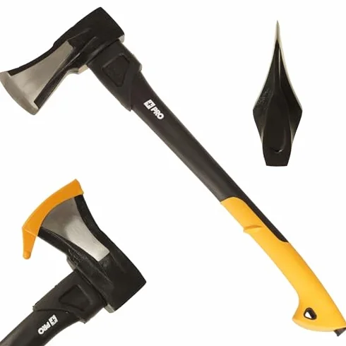 Ascia Spaccalegna 1 KG con Manico in Fibra di Vetro 460mm - Accetta per Spaccare Legna da Ardere, Lama a Cuneo in Acciaio Robusto, Impugnatura Antiscivolo per Giardino e Outdoor