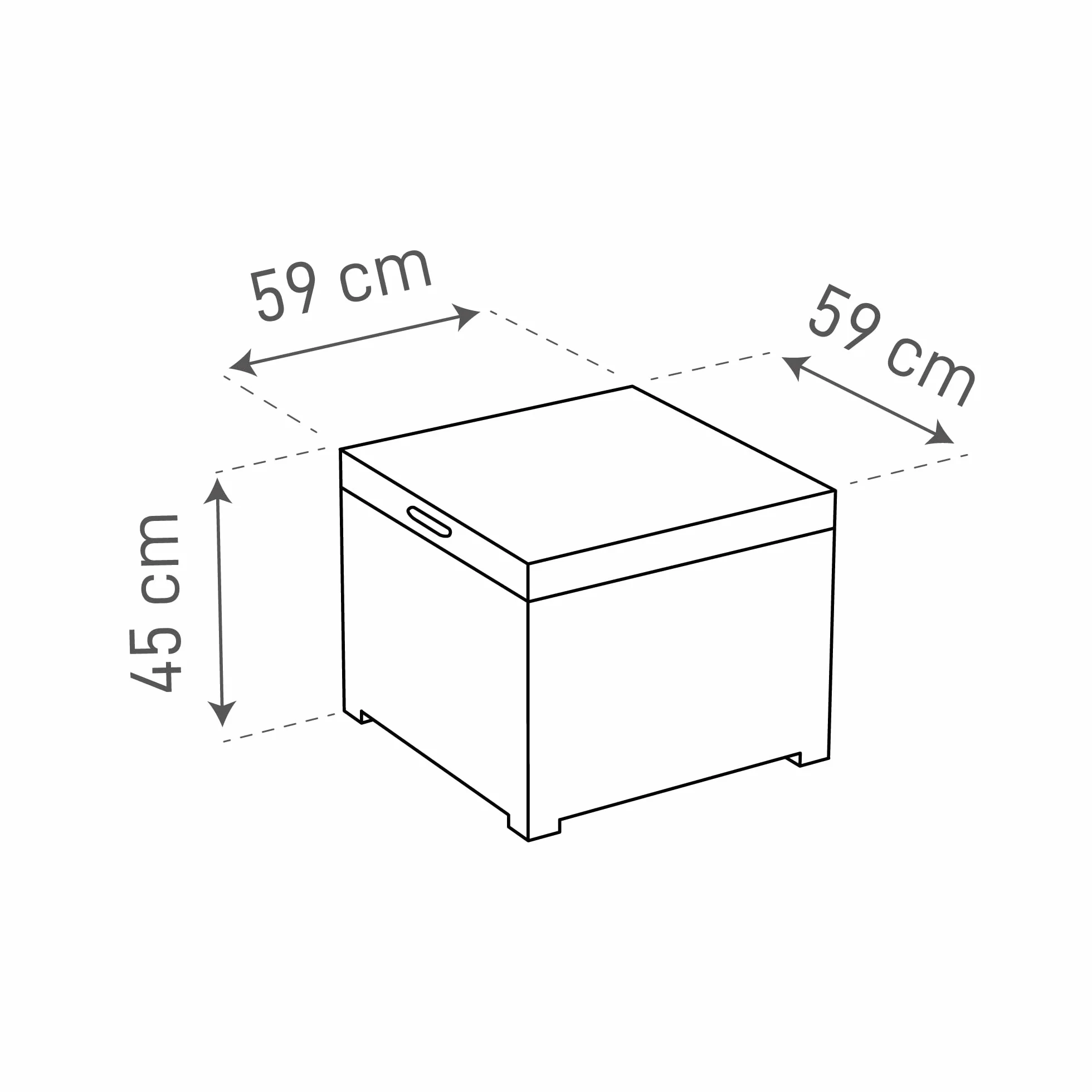 Toomax Afrodite Tavolino da esterno con funzione baule integrata da 130L, effetto rattan antracite, 59x59x45h cm, contenitore in plastica resistente anti-UV, ideale per esterni