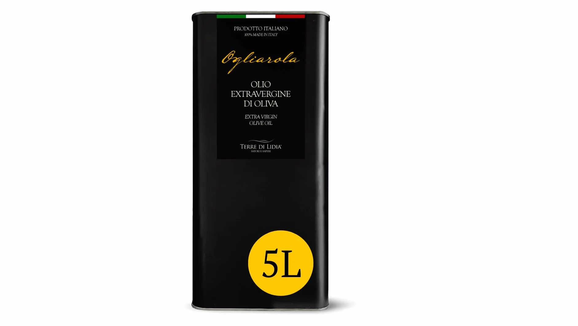 Terre di Lidia - Olio extravergine di oliva - 1 Latta da 5 L - Filiera corta, Campagna 2025/2026, Estratto a freddo - Varietà Ogliarola, Gusto Delicato - Produzione 100% italiana
