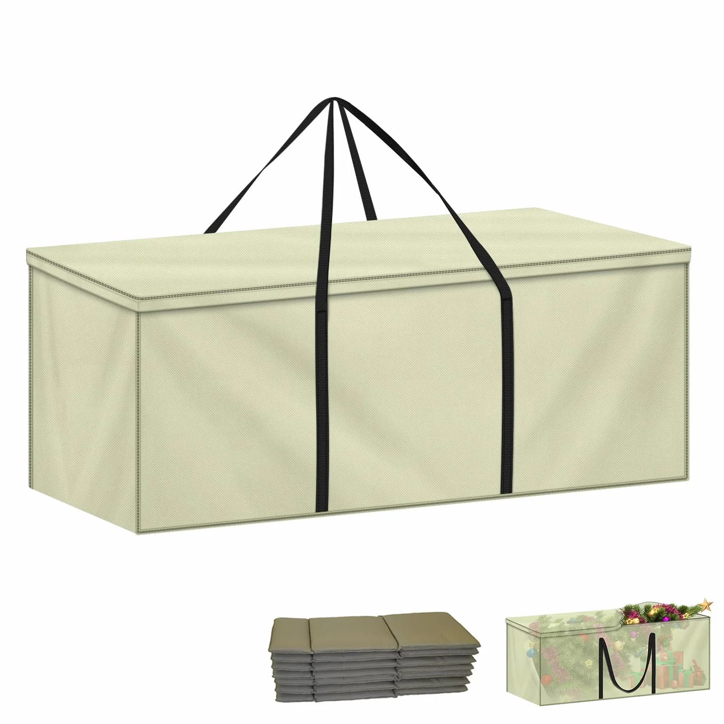 LAMUNI Borsa da Giardino, Grande Borse di stoccaggio per Esterni, 600D Oxford Borsa per Cuscini da Giardino, Custodia per Albero di Natale, Borse per Cuscino Letto con Maniglie, 140x40x60cm