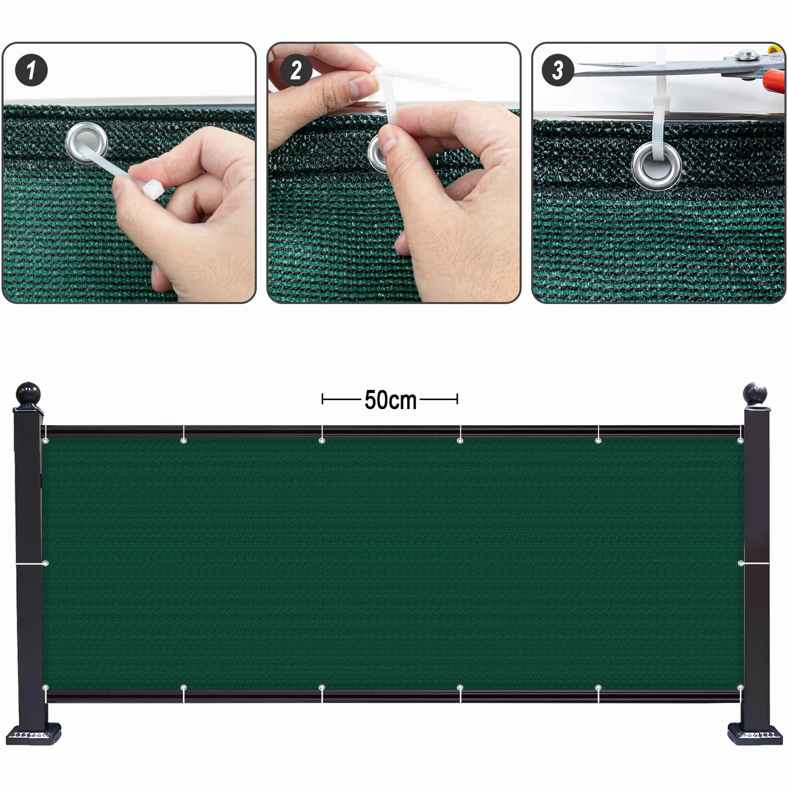 SUNNY GUARD Frangivisto Balcone 90x600cm HDPE Protezione Privacy Balcone,Protezione Solare e traspirabilità Recinzione Copertura per Balcone Giardino terrazza con Fascette,Verde