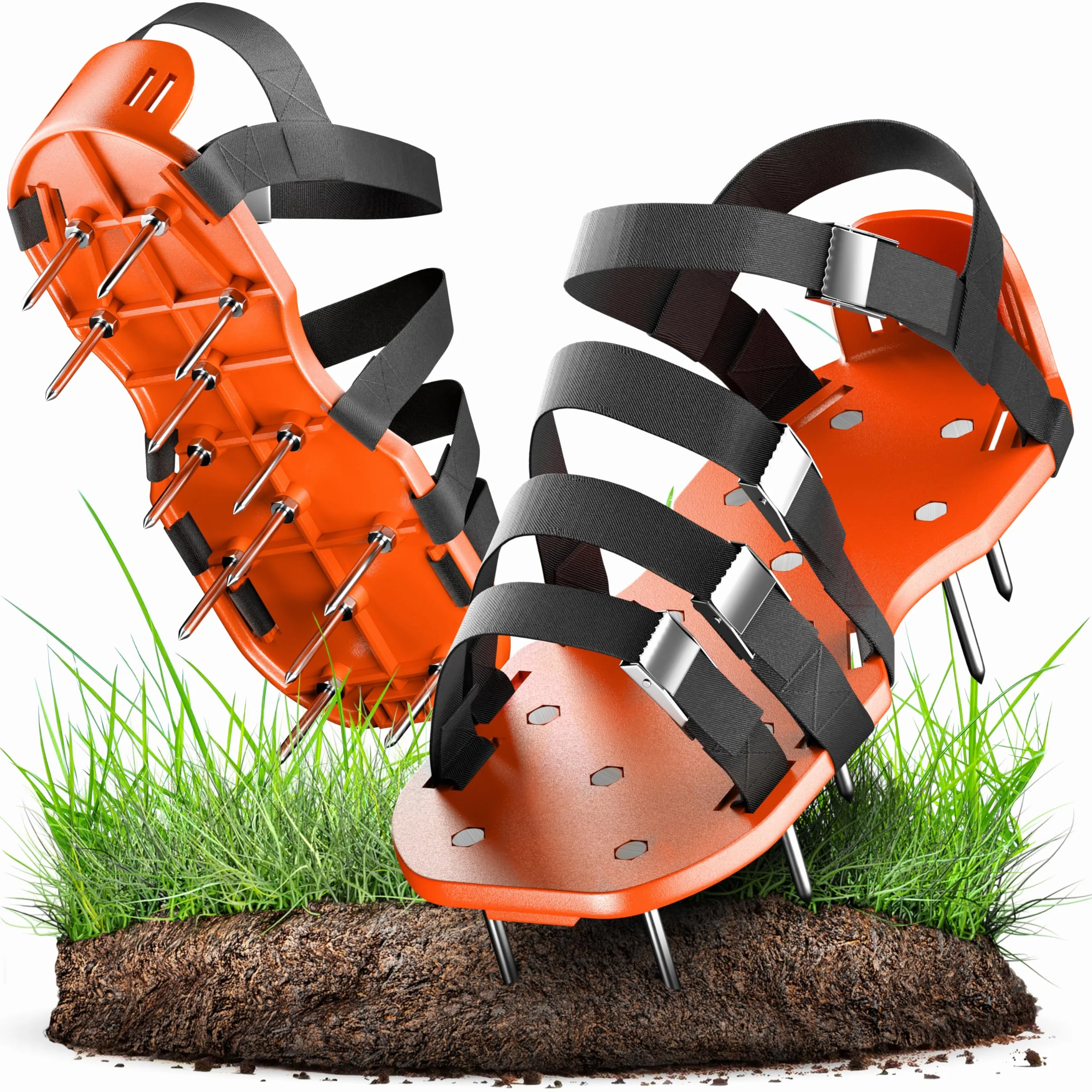 GRÜNTEK Scarpe Arieggiatore Prato Scarpe Chiodate Aeratore Prato e Giardino con Chiodi in Acciaio, Fibbie in Metallo. Taglia Unica