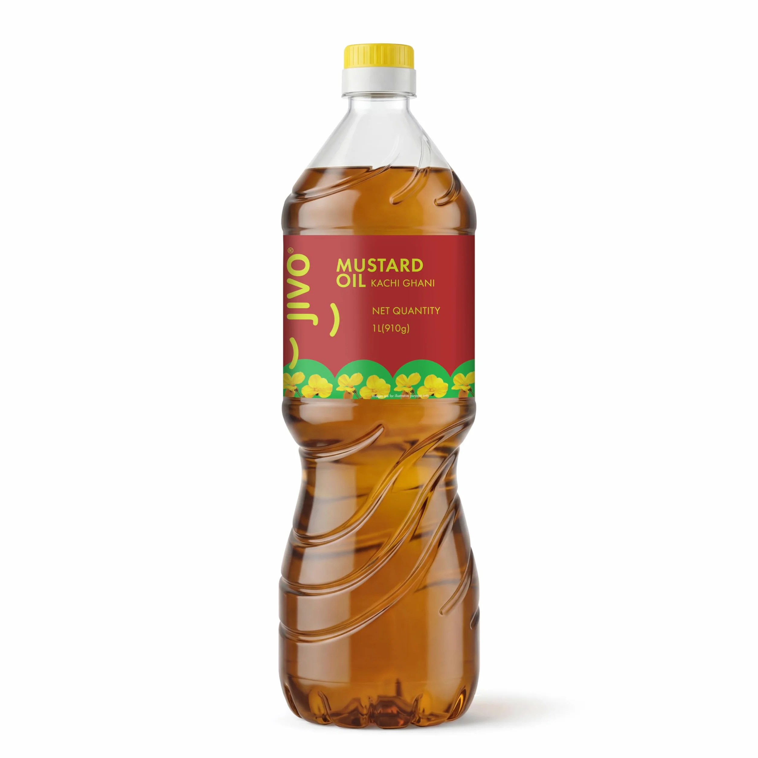 JIVO Olio da cucina quotidiano Kachi Ghani spremuto a freddo, senza sostanze chimiche, senape, 1 litro | Consigliato per arrostire, friggere, cuocere tutti i tipi di cucine |