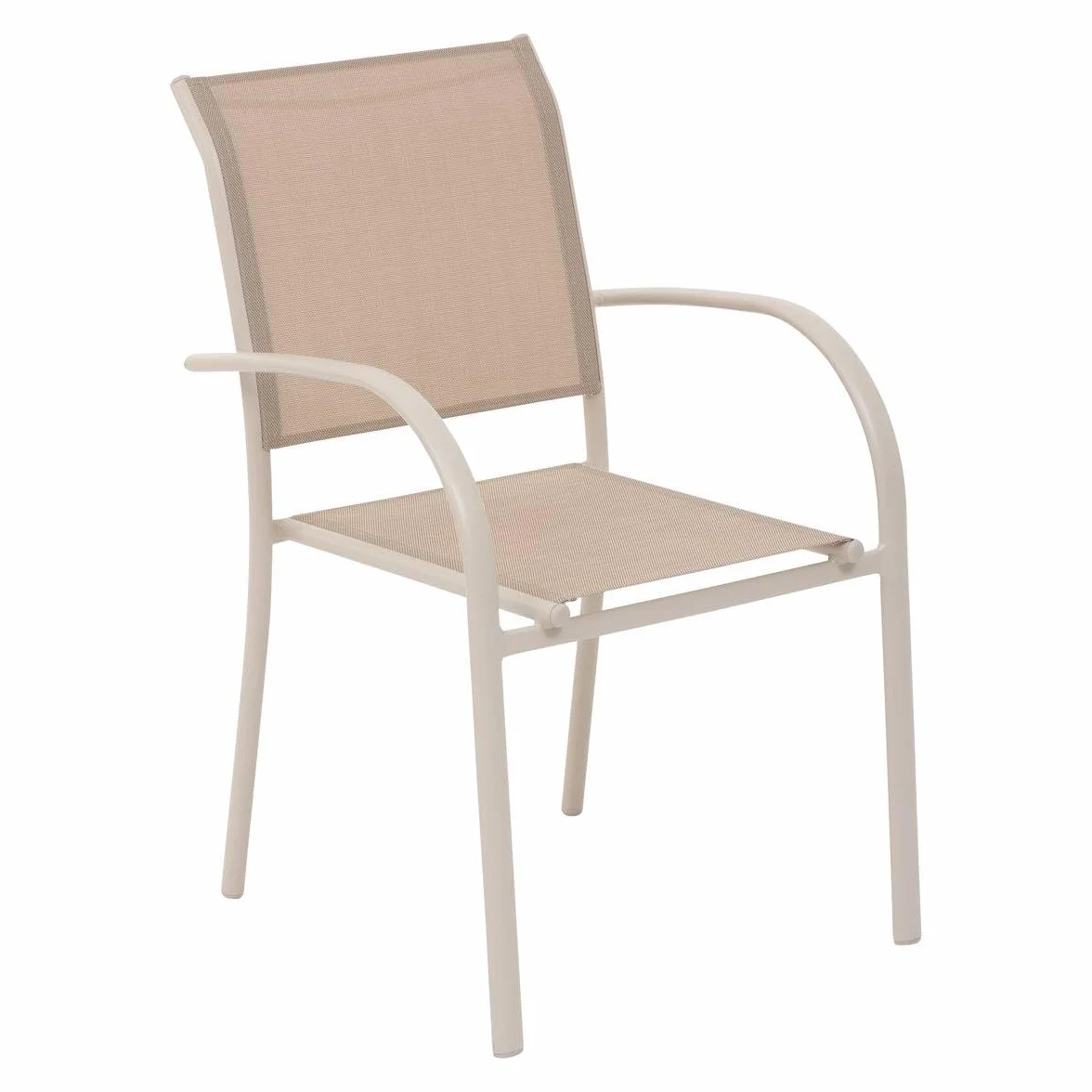 Hespéride - Silla de jardín apilable Piazza, de Lino y Arcilla, Resistente a la corrosión, Ligera, fácil de guardar, para Patio y balcón