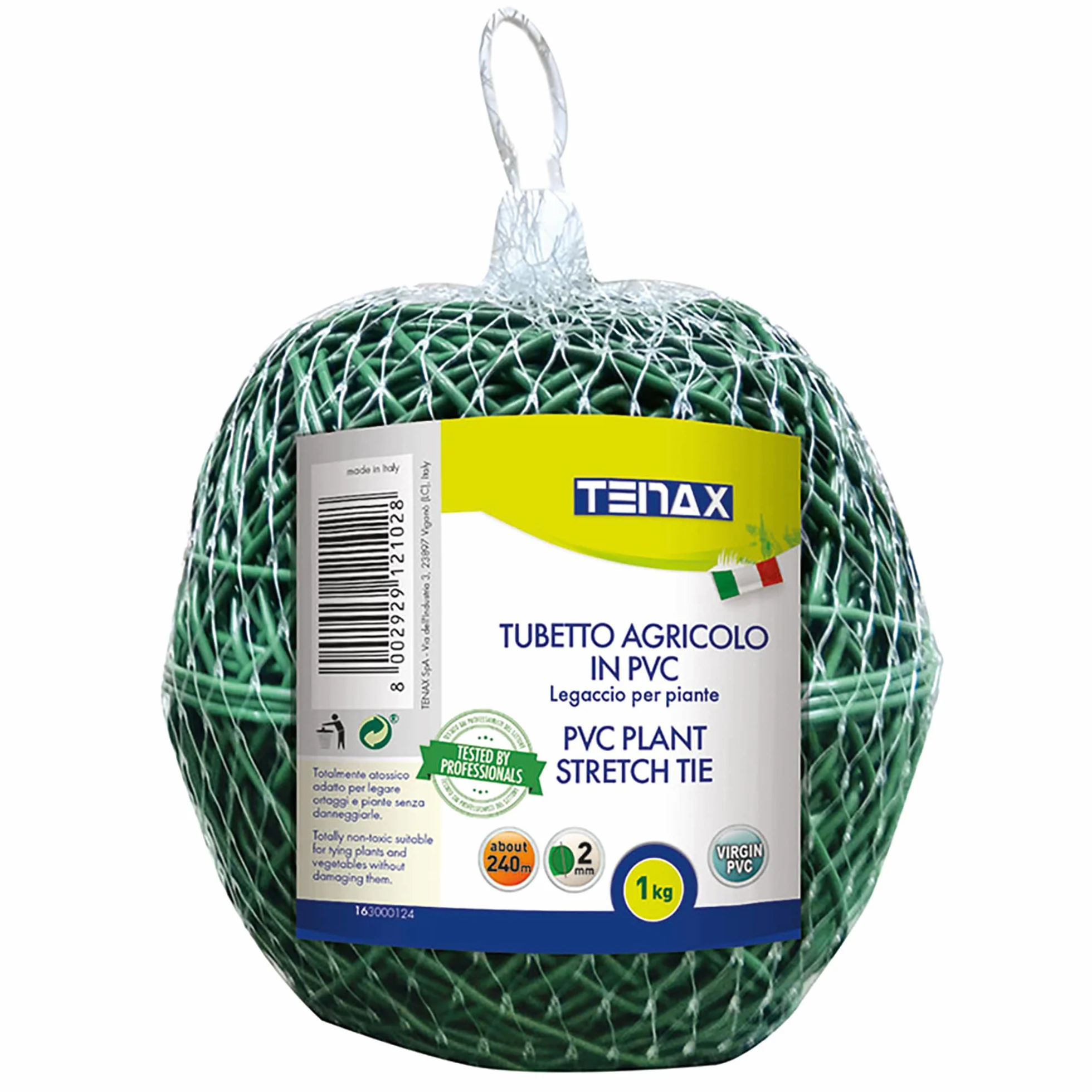 TENAX Tubetto Agricolo in PVC Verde Ø 2 mm 1000 g Legaccio per Piante Giardinaggio Orto Vigneto 240 m