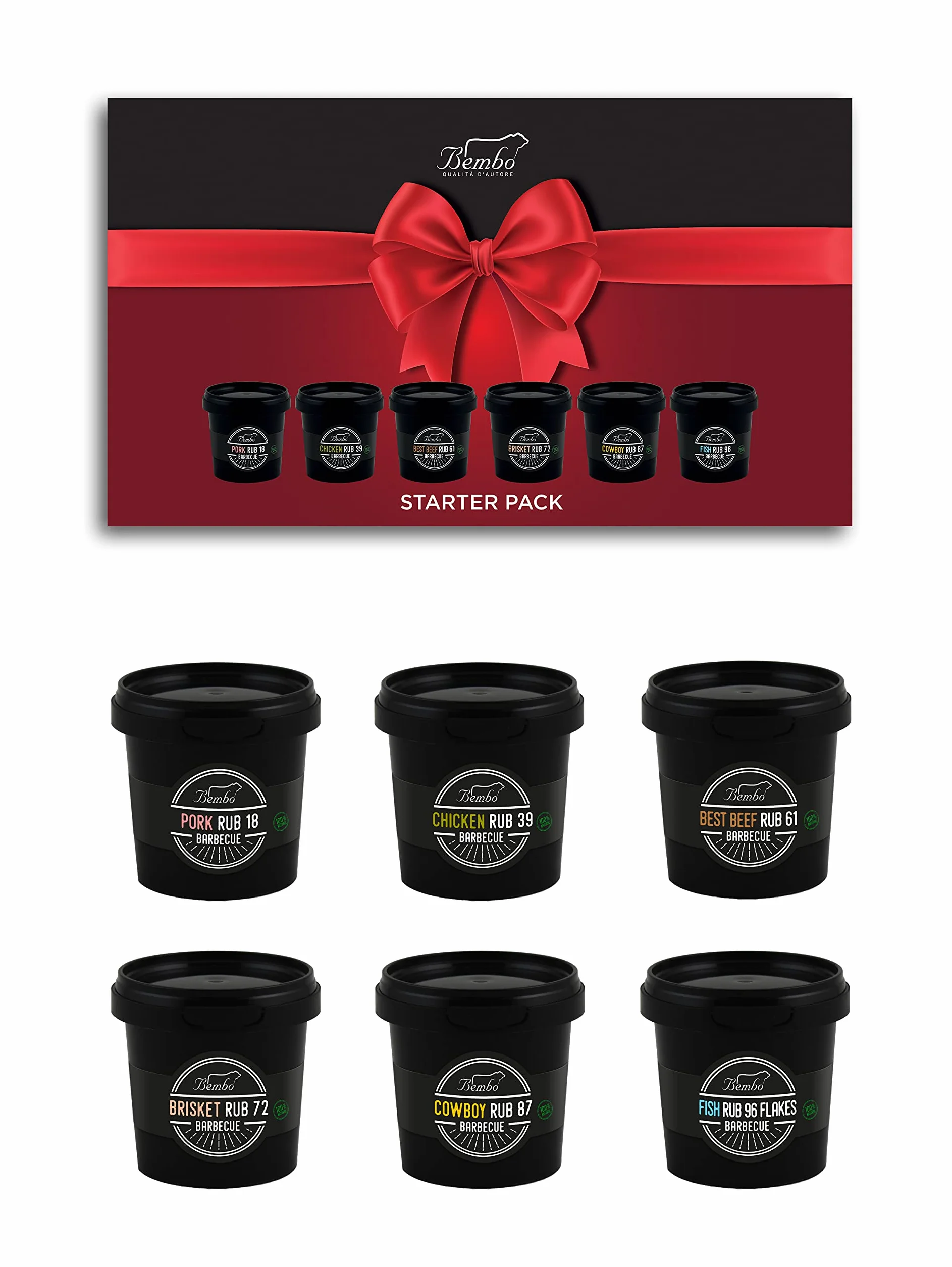 Bembo - BBQ Rub - Starter Pack - Miscele di Spezie per Barbecue - Confezione Regalo - Made in Italy