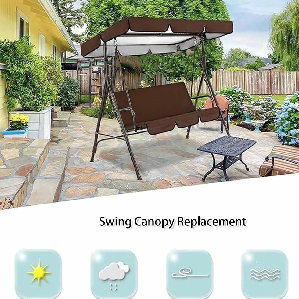 Tetto Del Dondolo Ricambio 3 Posti, Copertura Superiore Di Ricambio Per Dondolo Patio, Tettuccio Di Universale Per Dondolo Da Giardino(Beige,74.8x47.2in/190x120cm)