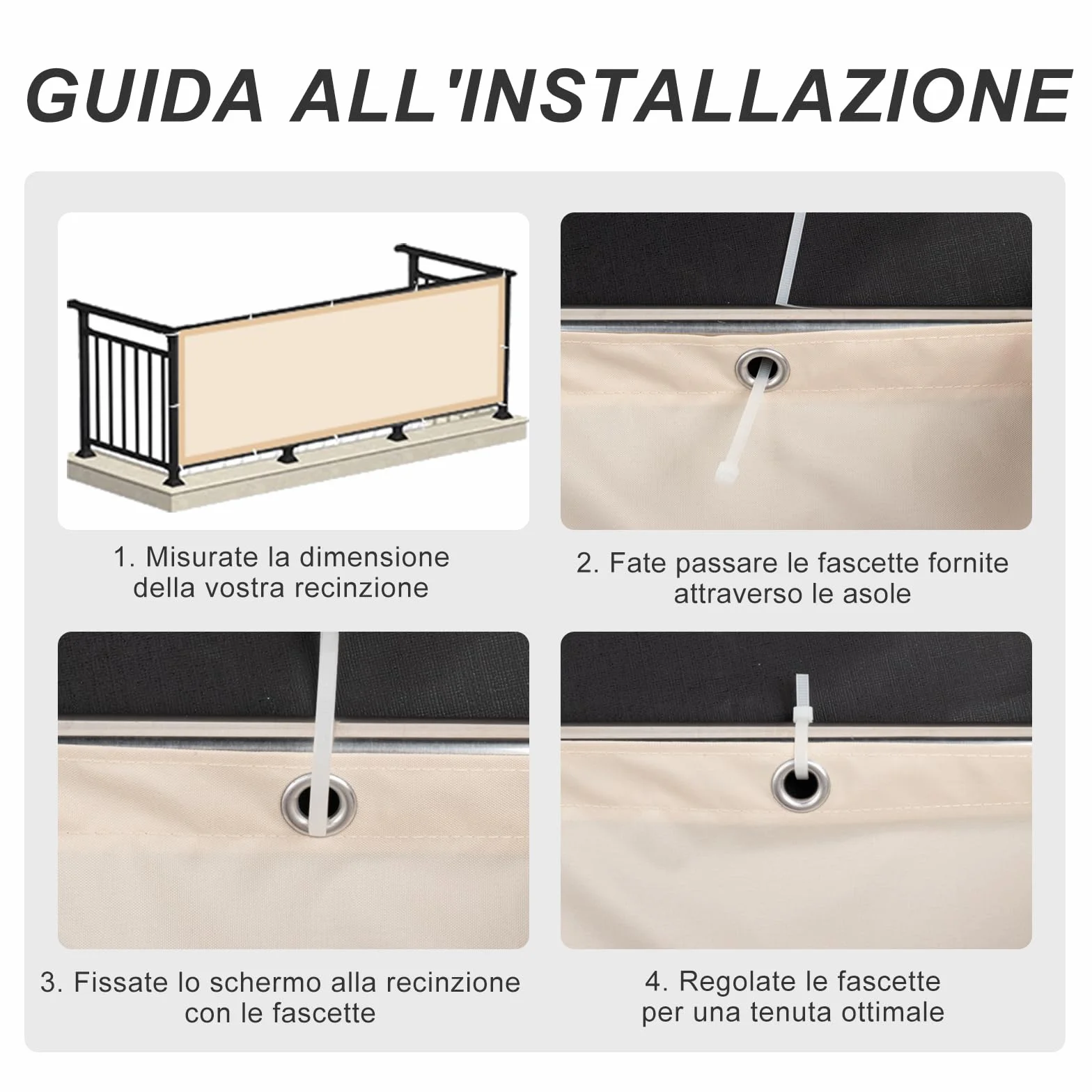 LOVE STORY Frangivista Balcone 90x600cm Copri Ringhiera Balcone Impermeabile Privacy Protezione UV Recinzione PES Esterno Giardino Terrazze Patio,Cachi