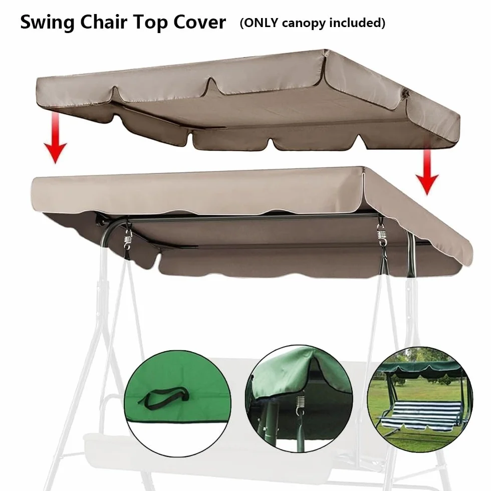 Tetto di Ricambio per Dondolo da Giardino Tettuccio per Dondolo da 3 Posti Copertura di Ricambio per Altalena da Esterno Impermeabile Tenda da Sole Tetto(Gray,75x47in-190x120cm)