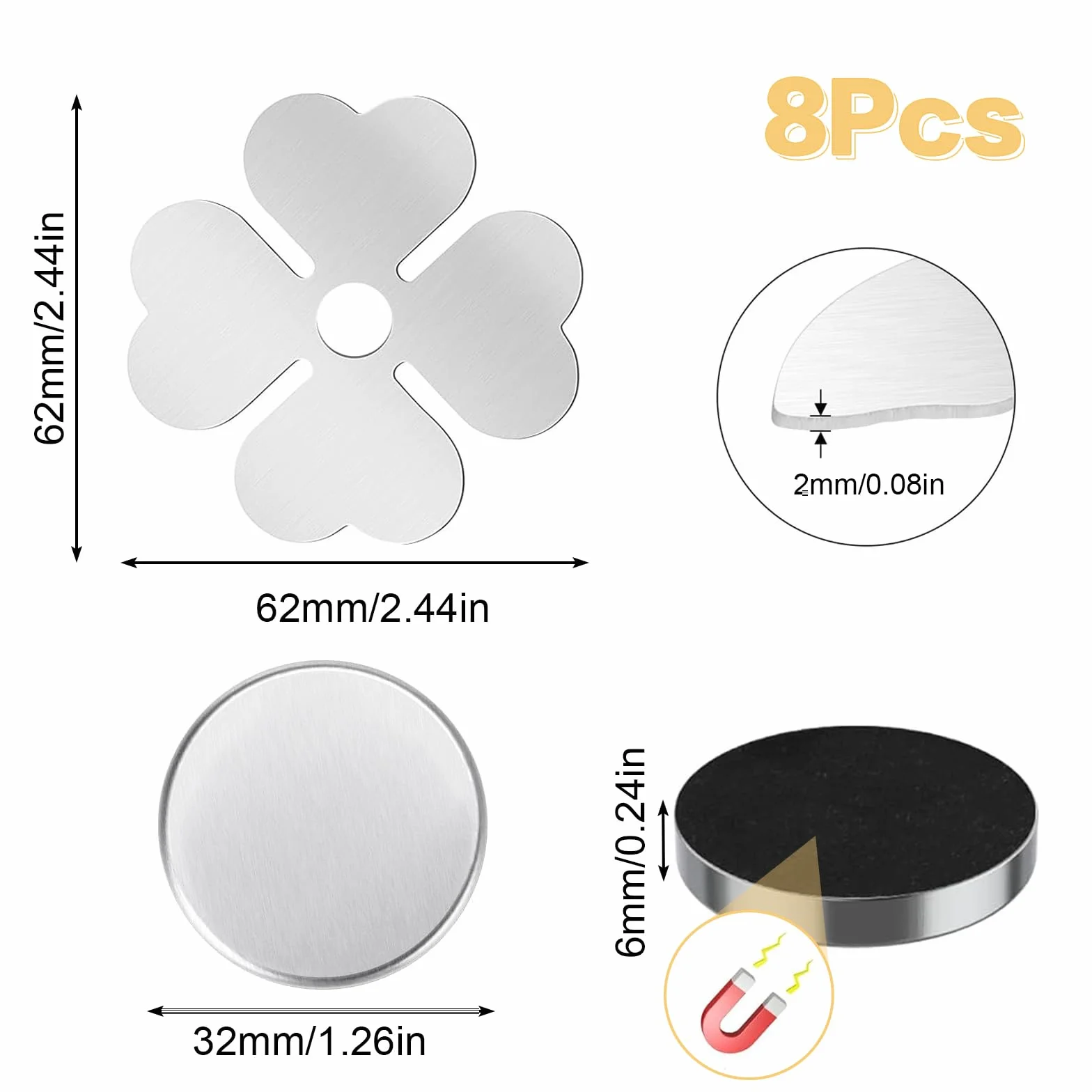 Ruikdly 8 pezzi di peso per tovaglia magnetica, per esterni, 55 g, peso extra pesante, per tovaglie, tende, tende da doccia, frigoriferi (quattro fogli
